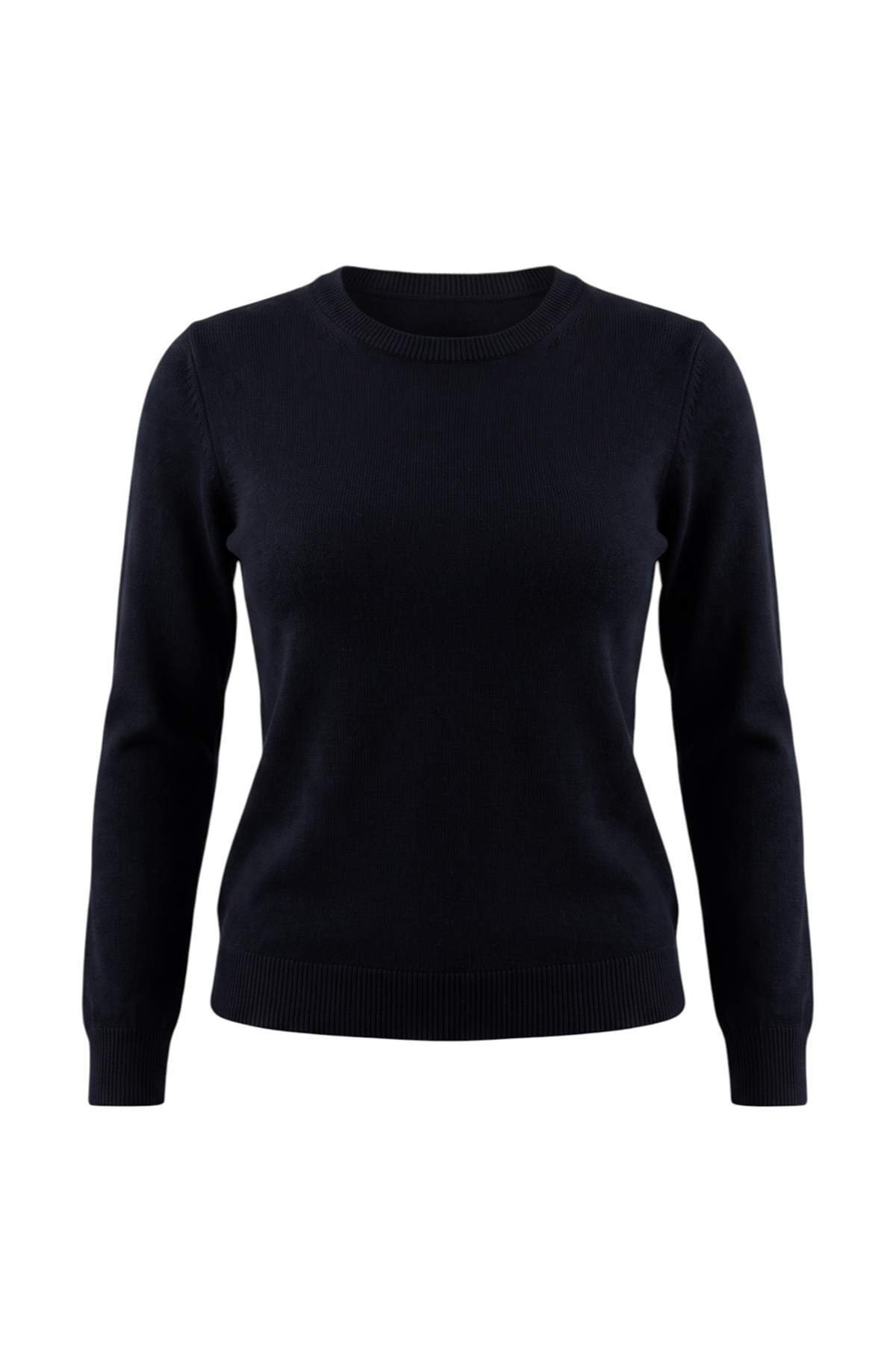 Trendyolmilla Wardrobe Essentials Lacivert %100 Yün Bisiklet Yaka Basic Triko Kazak TWOAW27KZ00140