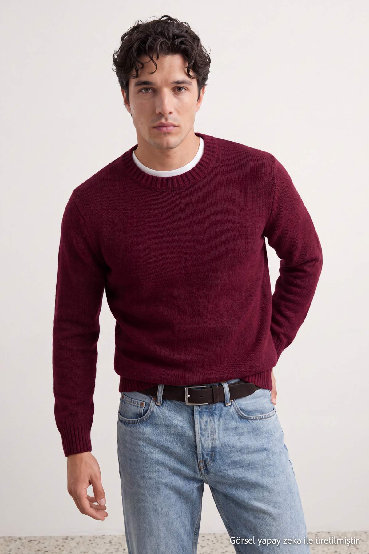 trendyol-man-mens-burgundy-plain-long-regular