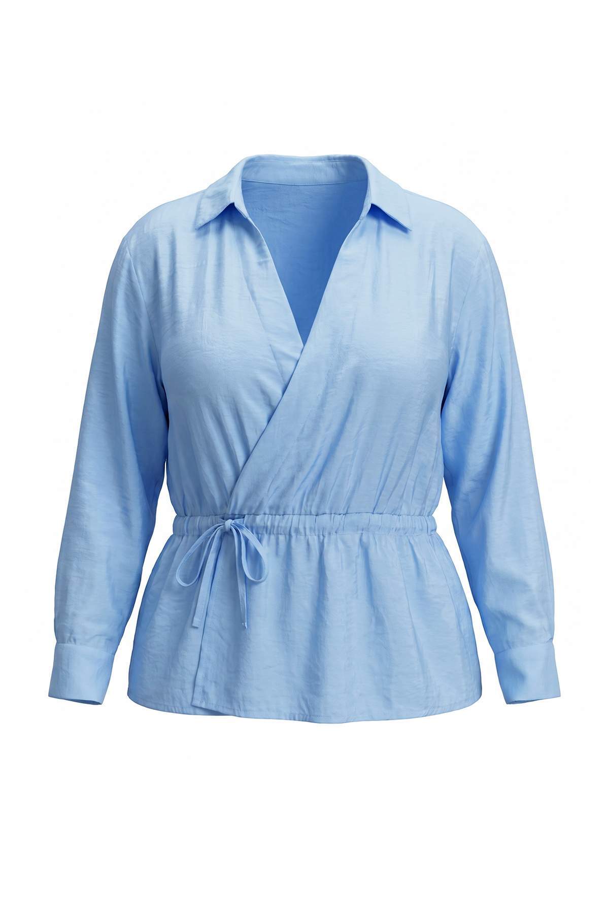Trendyolmilla Curve Mavi Modal Dokuma Büyük Beden Bluz TBBAW27AF00016