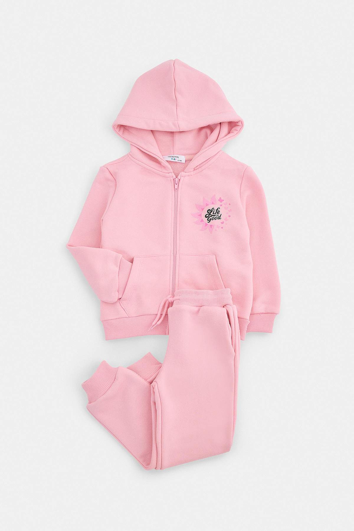 Trendyolmilla Kids Pembe Slogan Örme Alt - Üst Takım TKDAW25AU00040