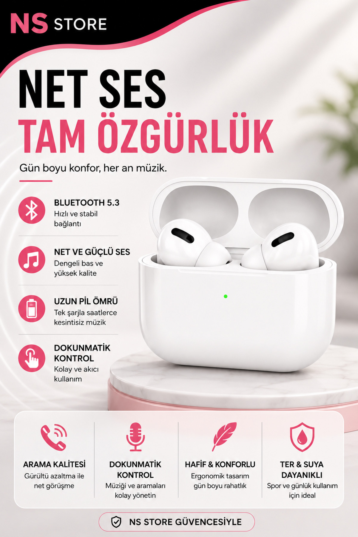 NS Store 5.0 Yüksek Ses Kaliteli Bluetooth Kulaklık