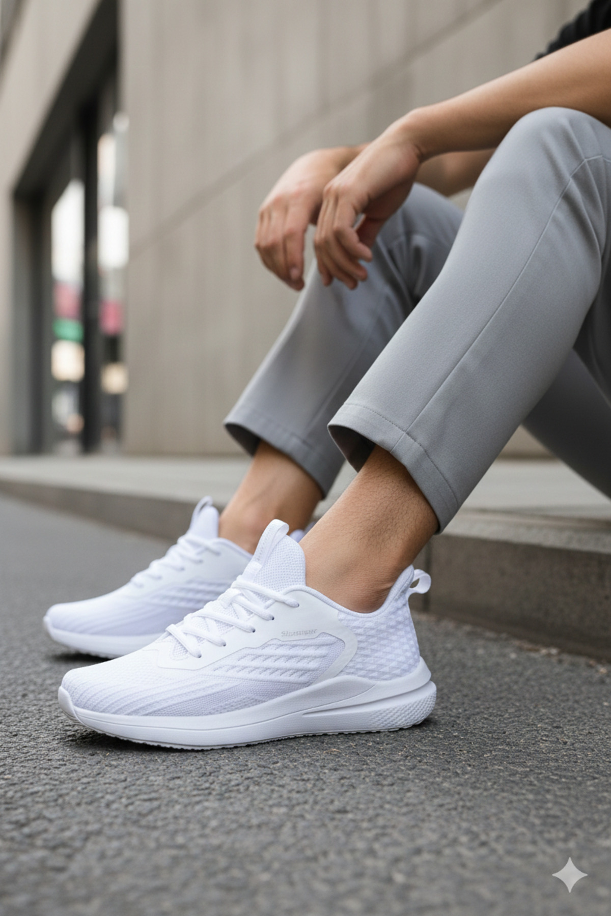 کفش ورزشی مردانه سری WENONA Premium مدل دویدن و پیاده‌روی سفید اسلازنگر کفش اسنیکر Slazenger