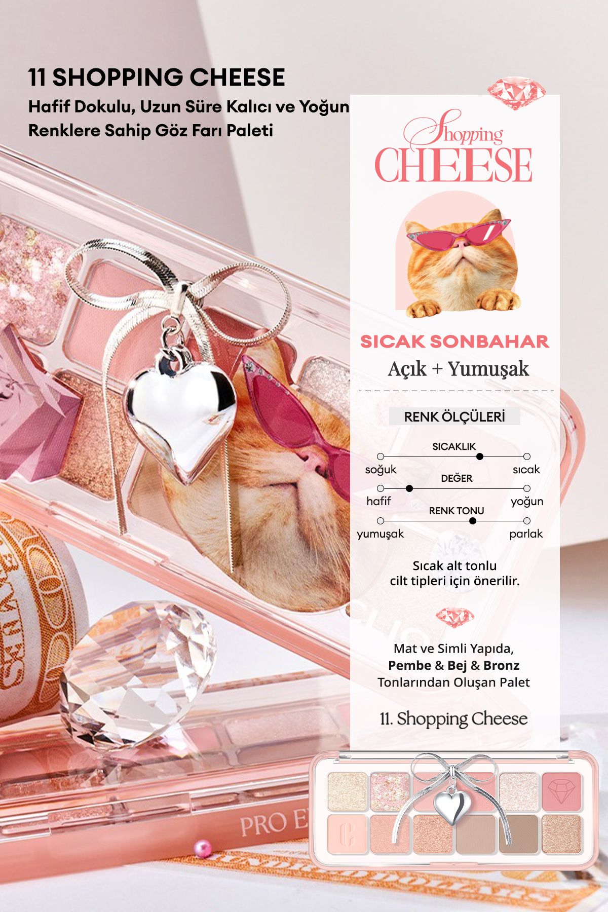 Hafif Dokulu Yoğun Renklere Sahip Göz Farı Paleti CLIO Pro Eye Palette Air (11 Shopping Cheese) — رنگارنگ 111121 — تصویر 3 از 9