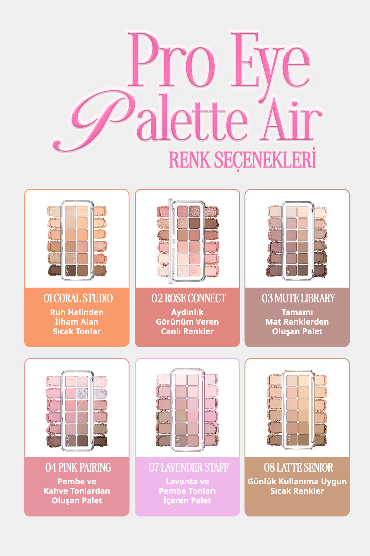 Hafif Dokulu Yoğun Renklere Sahip Göz Farı Paleti CLIO Pro Eye Palette Air (02 Rose Connect) — رنگارنگ 111121 — تصویر 7 از 9