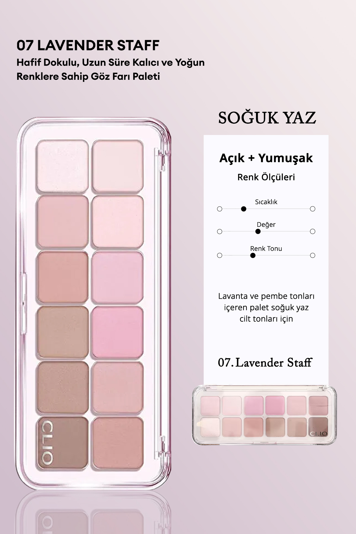 Hafif Dokulu Yoğun Renklere Sahip Göz Farı Paleti CLIO Pro Eye Palette Air (07 Lavender Staff) — رنگارنگ 111121 — تصویر 3 از 9