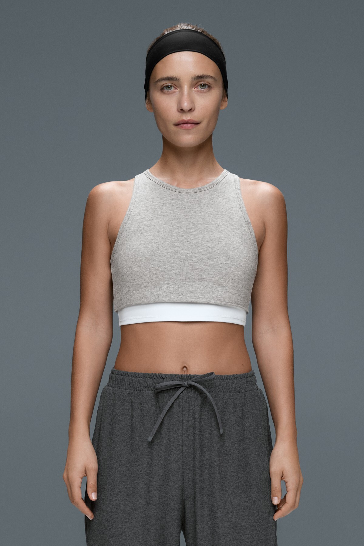 Halter yaka bindirmeli tank top