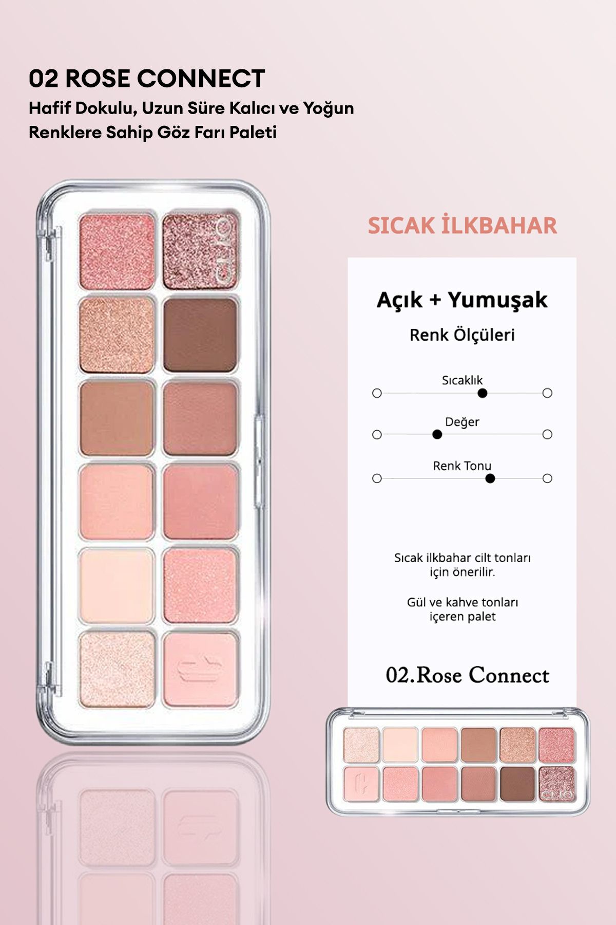Hafif Dokulu Yoğun Renklere Sahip Göz Farı Paleti CLIO Pro Eye Palette Air (02 Rose Connect) — رنگارنگ 111121 — تصویر 3 از 9