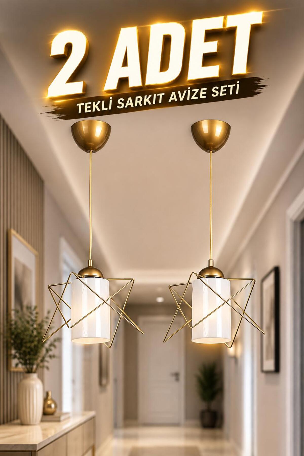 2 Adet Modes Tekli Eskitme-Beyaz Akrilik Avize, Modern Sarkıt Avize, Dekoratif Tavan Aydınlatma, Koridor ve Hol Avizesi, Antre Aydınlatması