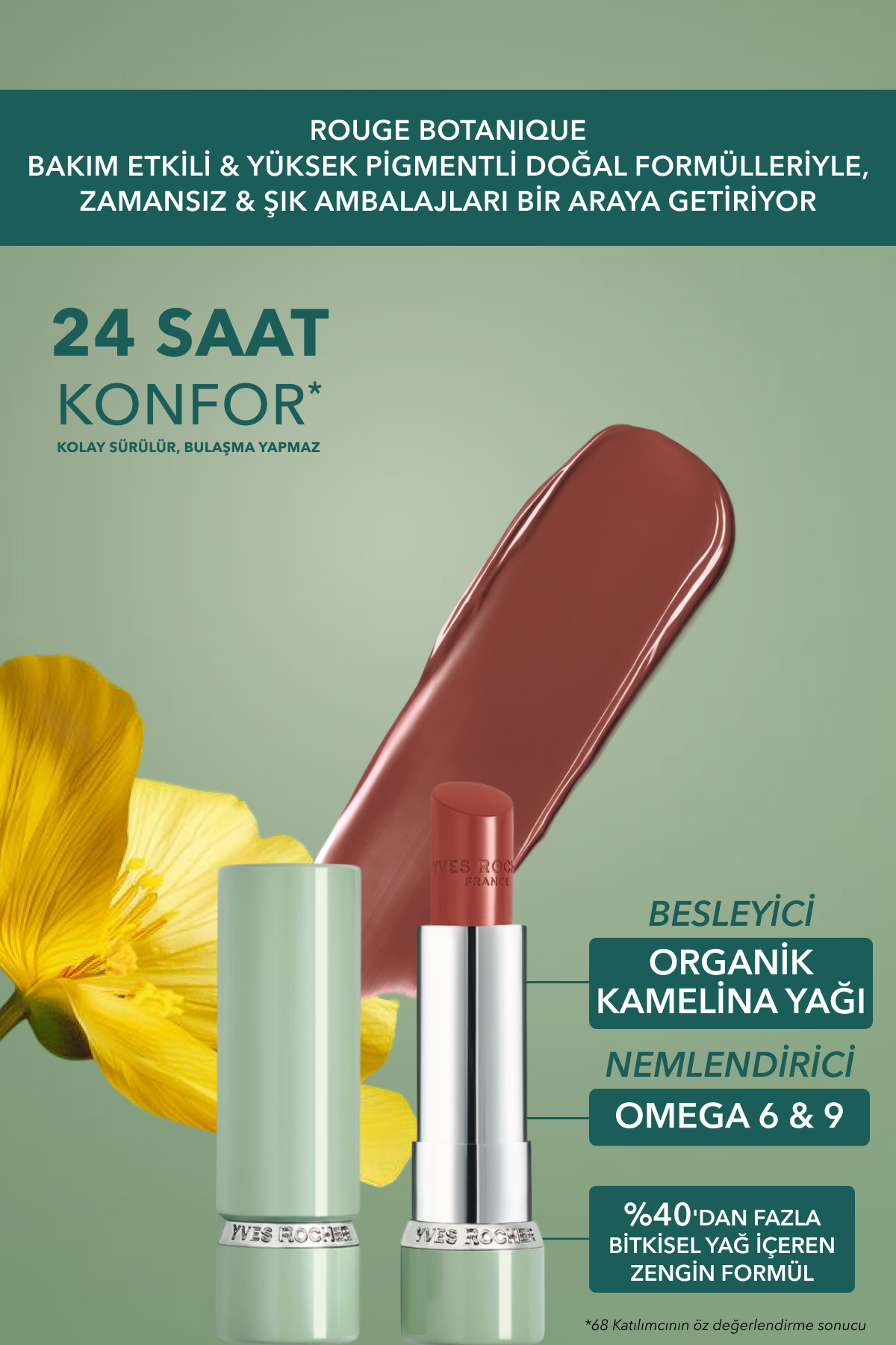 Rouge Botanique Işıltı Veren Besleyici Glow Ruj - 40. Kahve -Vegan-3.5g — رنگارنگ 3195 — تصویر 2 از 8