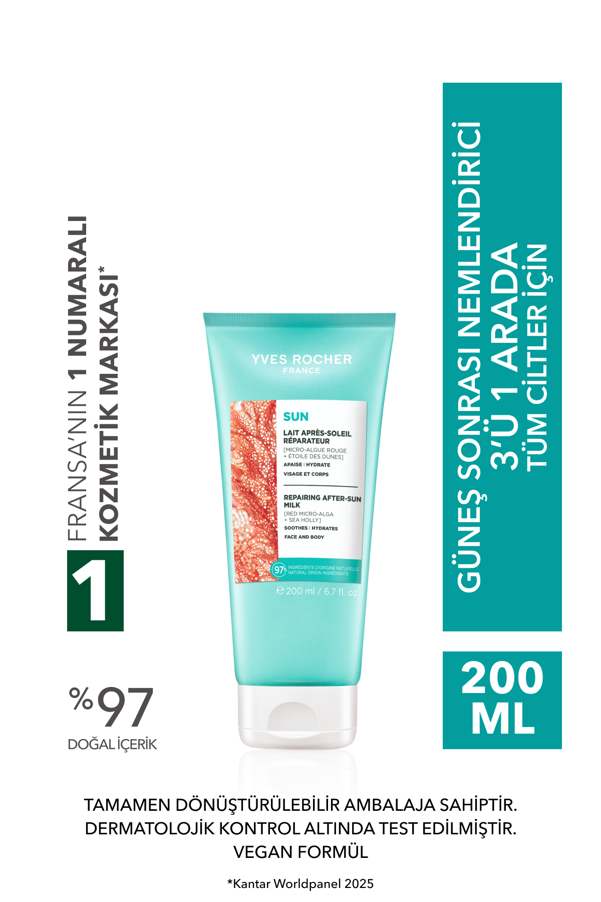 Yves Rocher Güneş Sonrası Vücut Losyonu - 3ü 1 Arada / Sun Double Defense - Boğa Dikeni 200ML — 52805