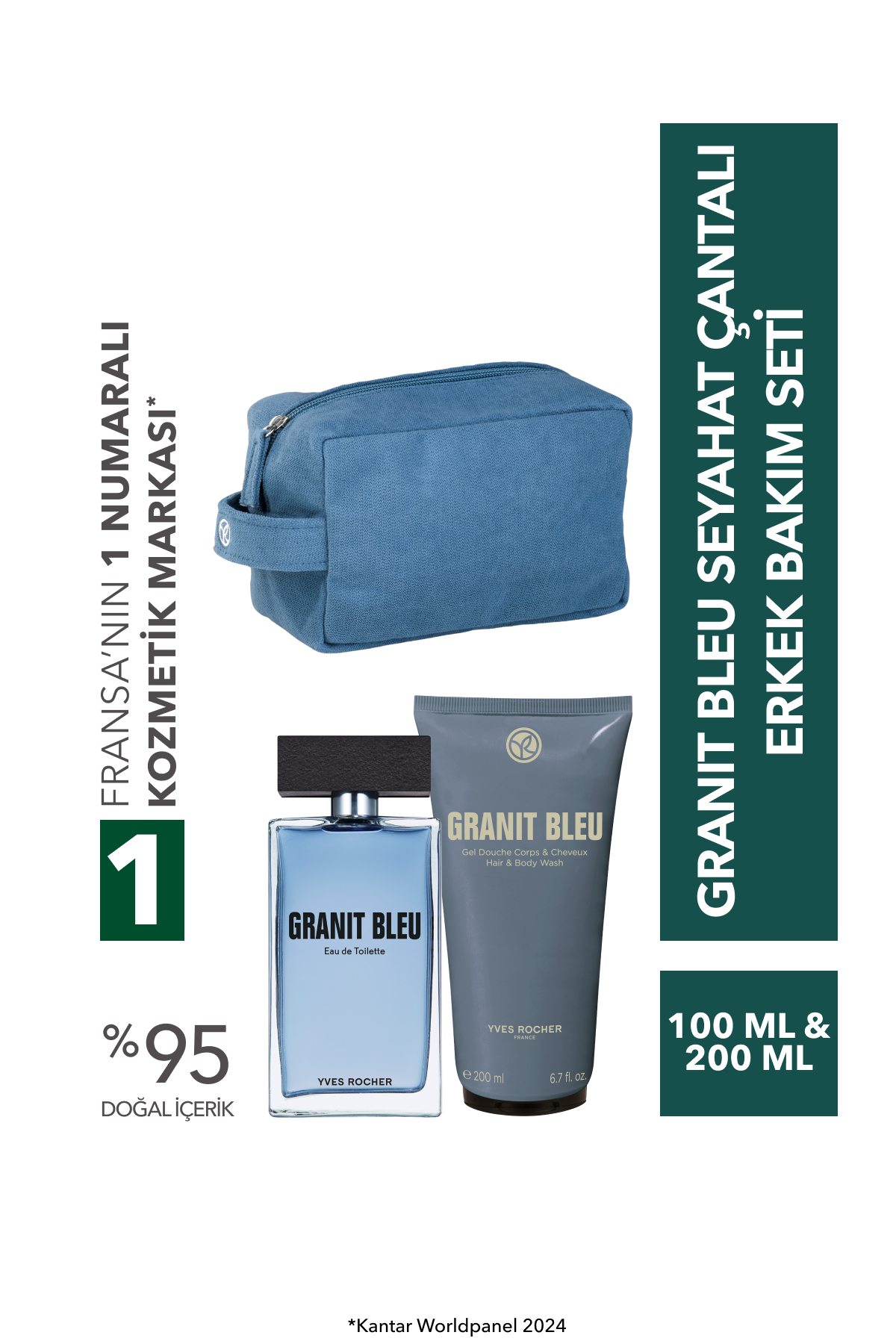 Yves Rocher Granit Bleu Seyahat Çantalı Erkek Bakım Seti — 9916970