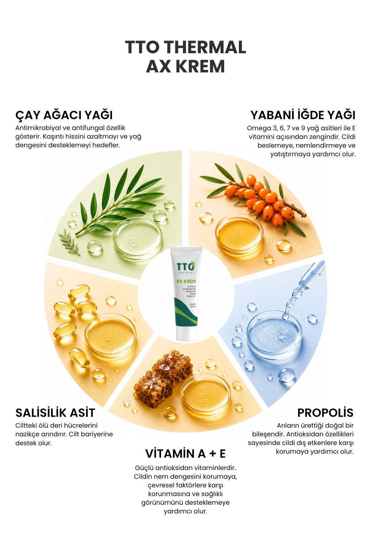 Yüz Bakım Kremi Akneye Eğilimli Ciltler İçin 30 ml Çay Ağacı Yağı AX — 868014508 — تصویر 2 از 8