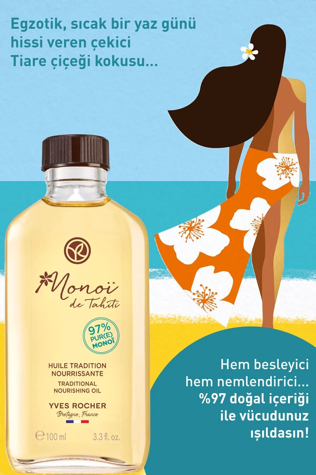 Monoi Nemlendirici Besleyici Vücut Yağı-Tüm Ciltler-Monoi de Tahiti-Vegan-100ml — 8198 — تصویر 3 از 8