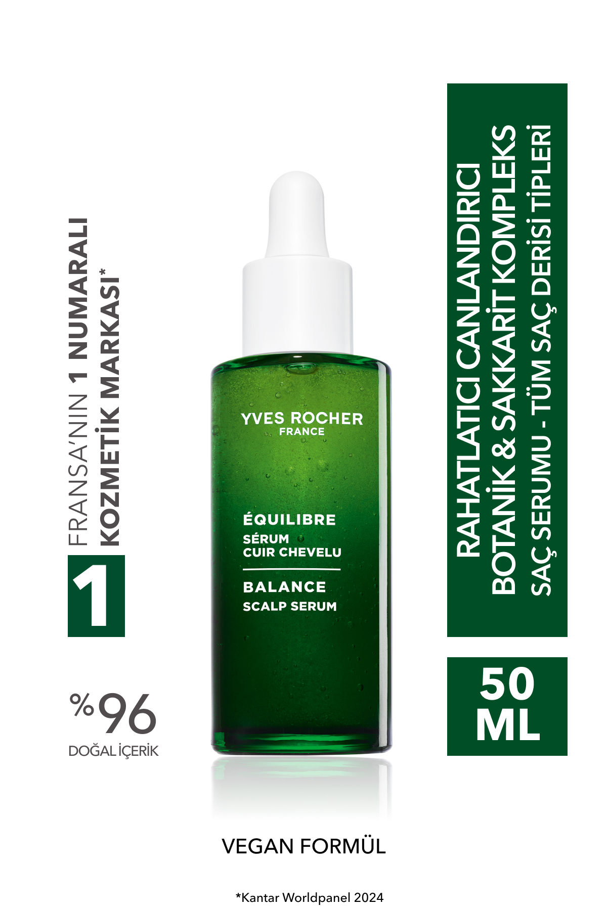 Yves Rocher Botanik Sakkarit Kompleks Canlandırıcı Saç Serumu / Tüm Saçlar / Equilibre - Vegan -50ml — 95725