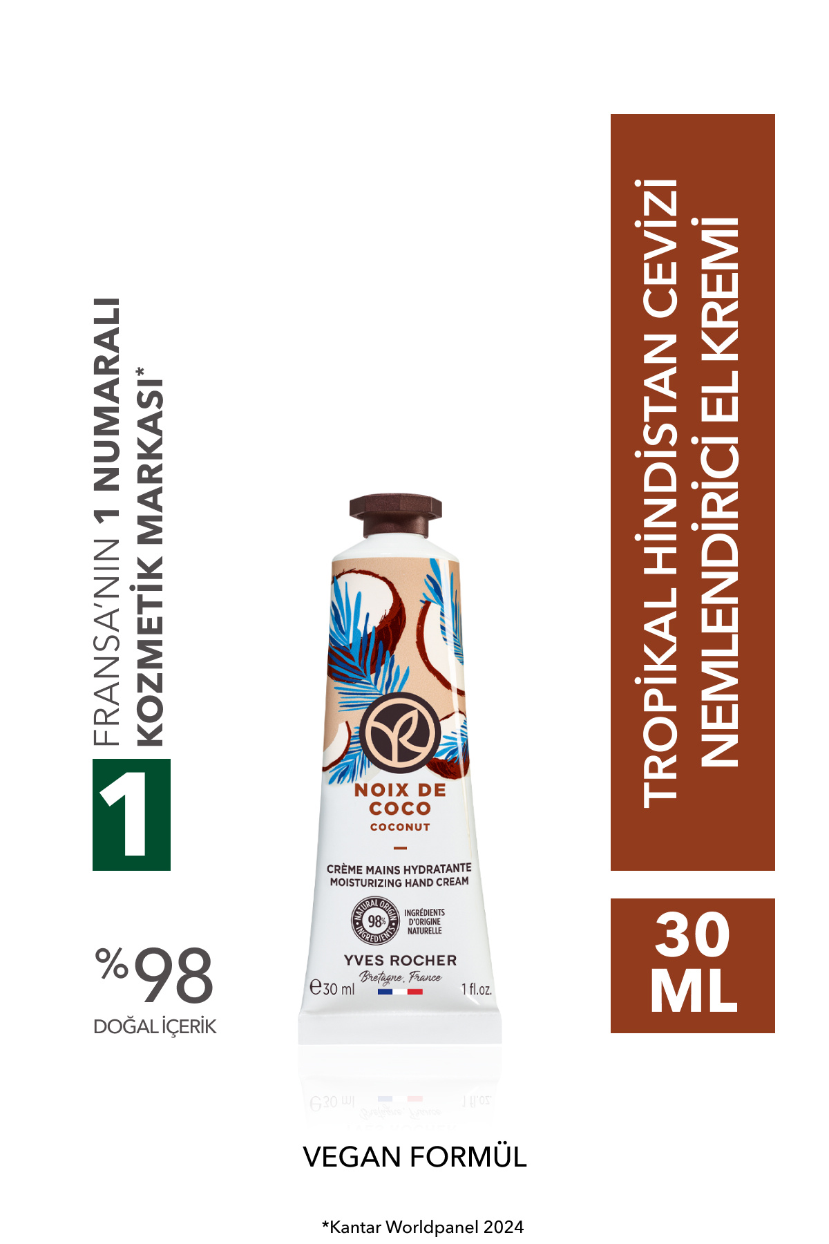 Yves Rocher El Kremi- Nemlendirici Besleyici Tropikal Hindistan Cevizi- Vegan-30ml — 71822