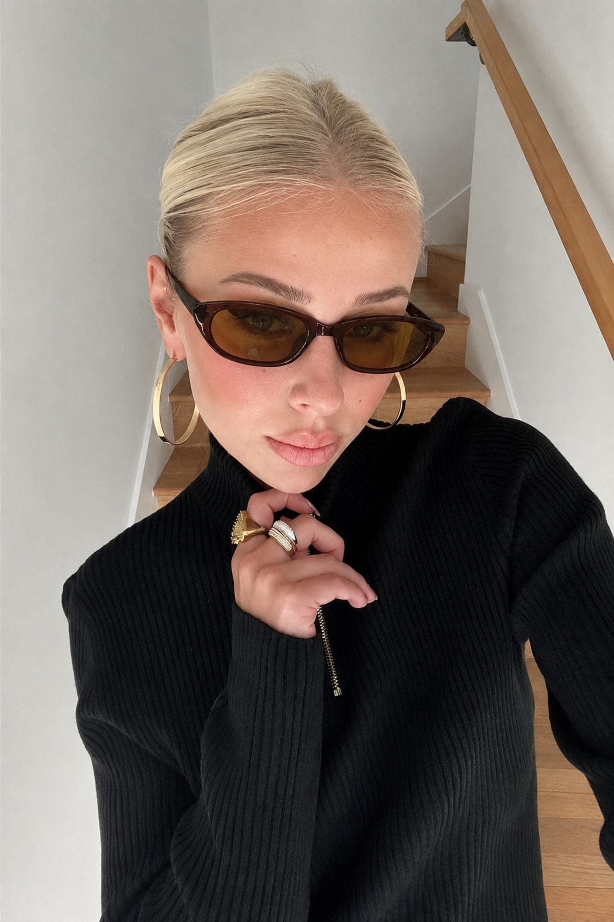 Goldmine Bella Vintage Cat Eye Güneş Gözlüğü Kahverengi | Kılıf ve Silme Bezi Hediyeli