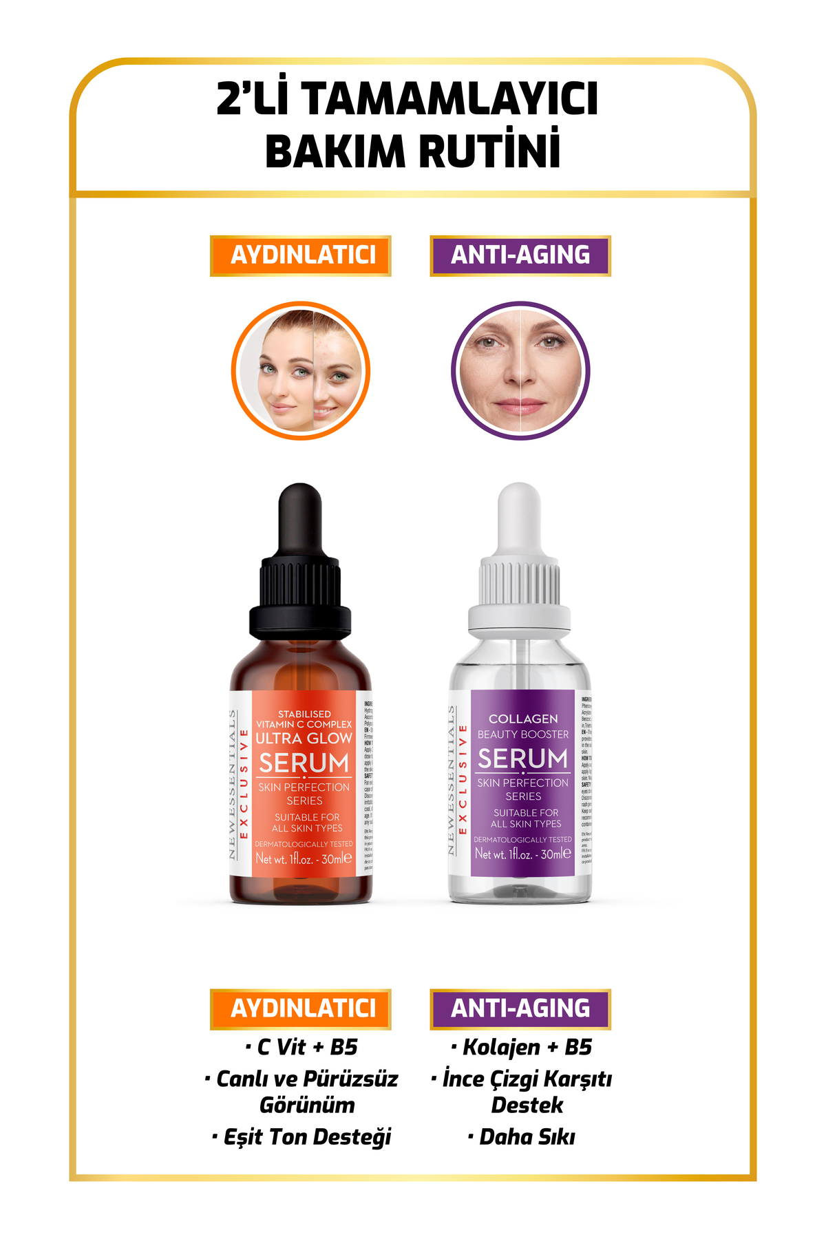 Cilt Tonu Eşitlemeye Yardımcı & Anti-Aging Etkili Cilt Bakım Seti (Vita-C + Kolajen) — 8682079030427-2