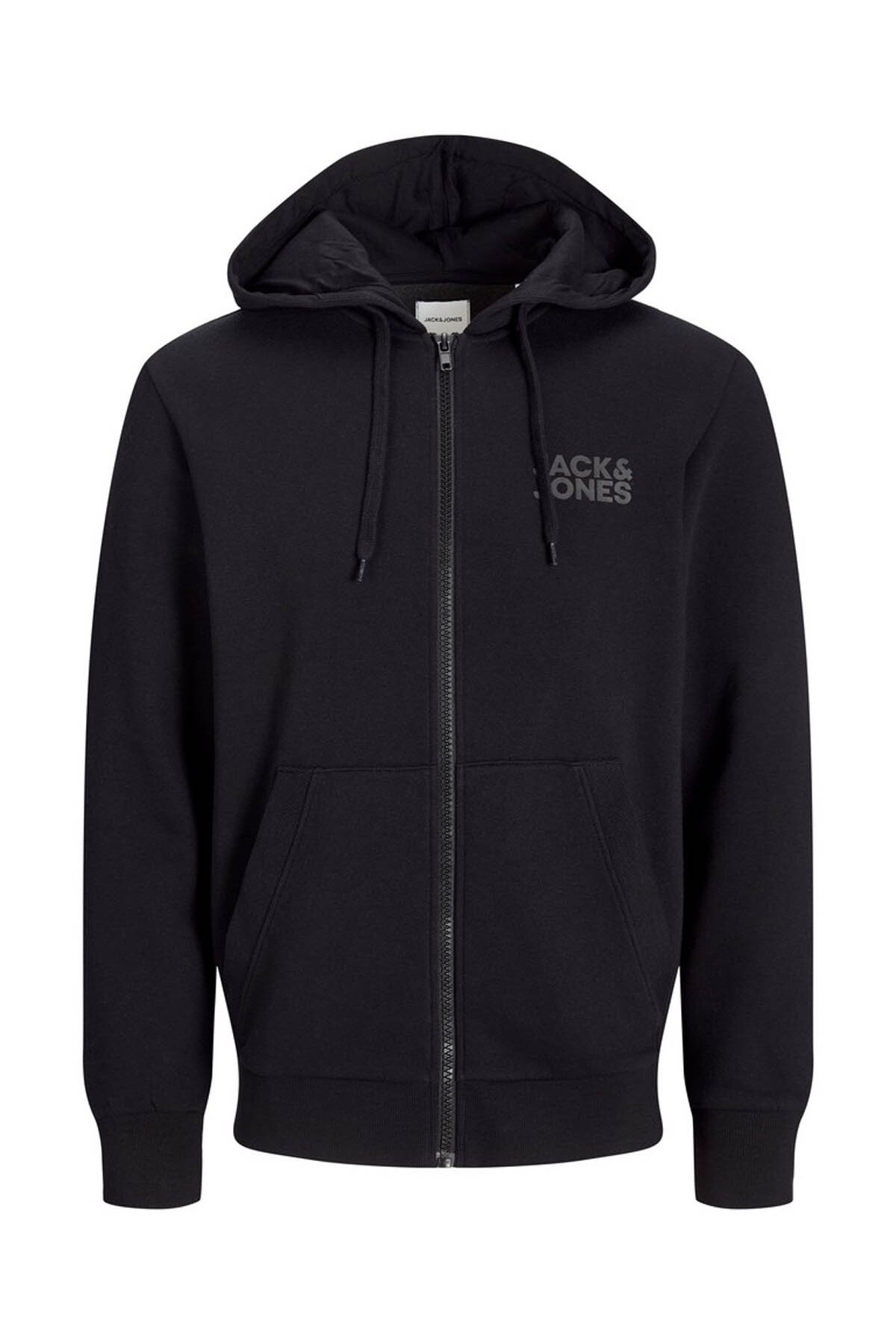 Jack & Jones Jack Jones Corp Logo Fermuarlı Kapüşonlu Erkek Sweat 12265177