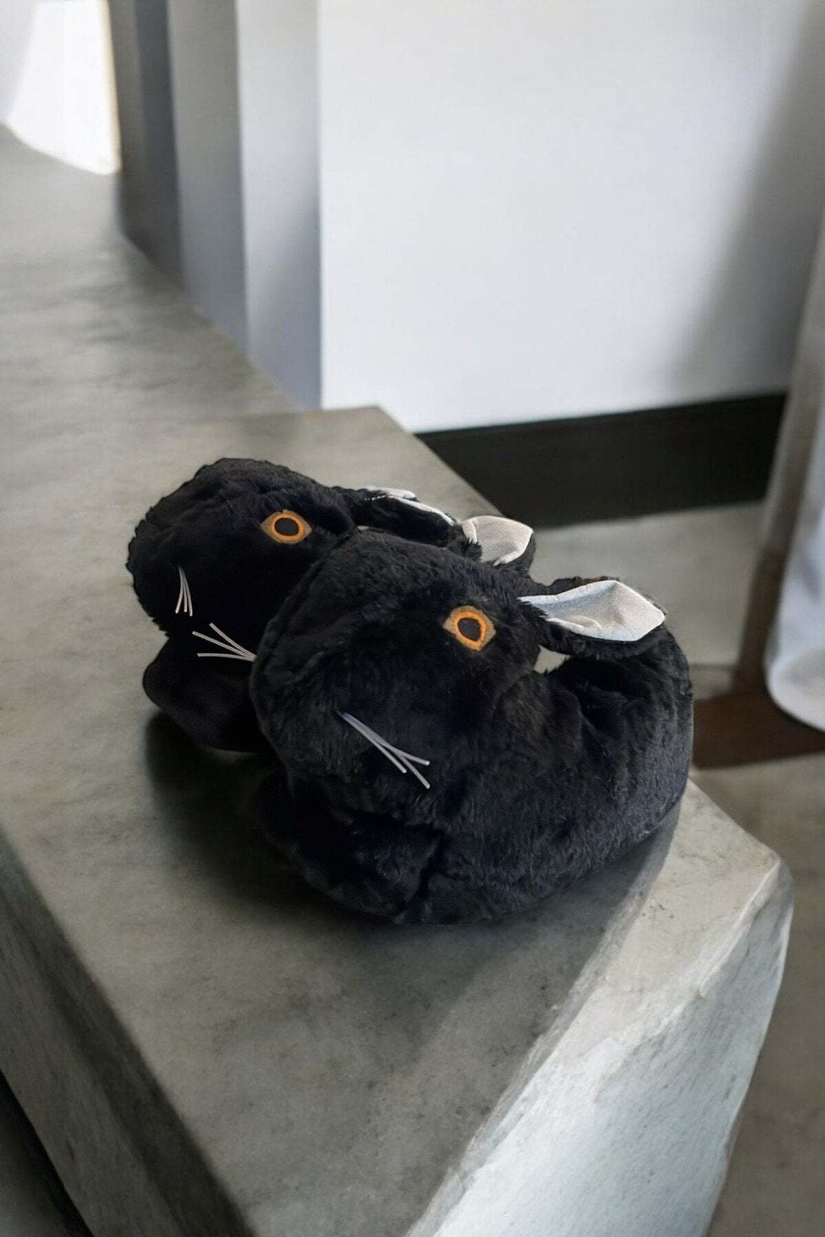 HAKKE Tavşan Figürlü Peluş Panduflu Unisex Ev Terliği görsel 3