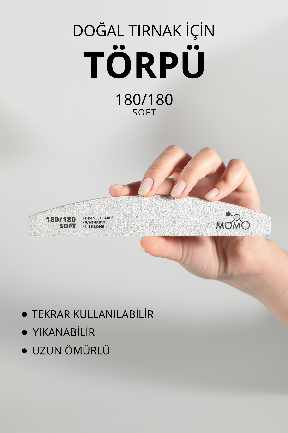 MOMO professional Protez Tırnak Kağıt Törpü, 180/180 Yarım Ay Gri Tırnak Törpüsü — 8860103C02G15RK03