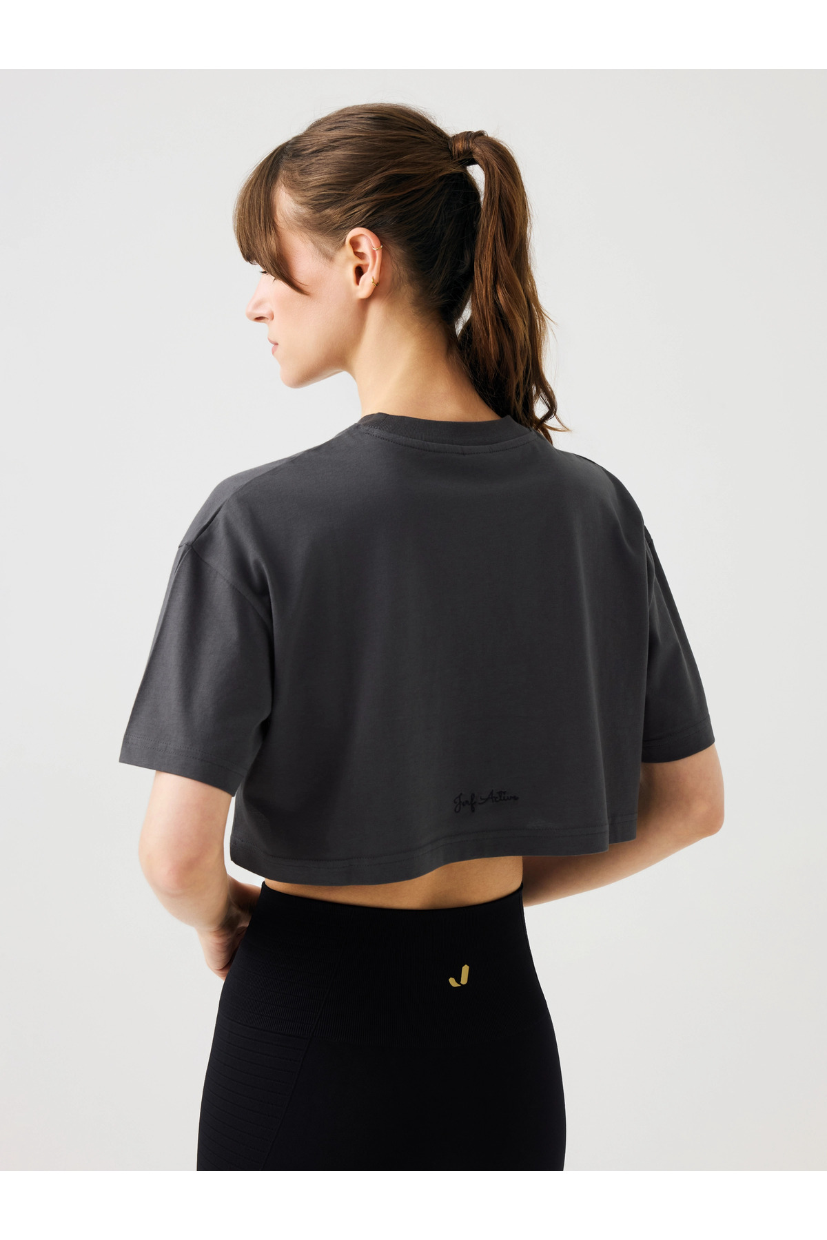 Jerf Aura Crop T-Shirt Antrasit görsel 2
