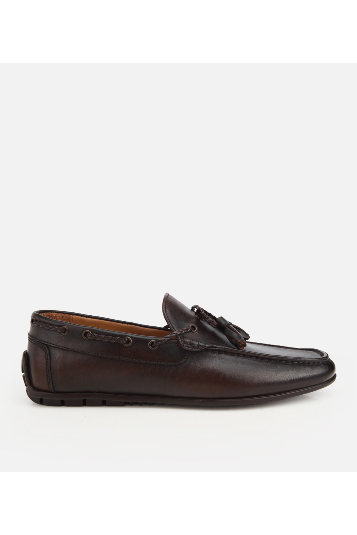Hotiç Erkek Deri Kahverengi Püskül Dikiş Detaylı Klasik Loafer