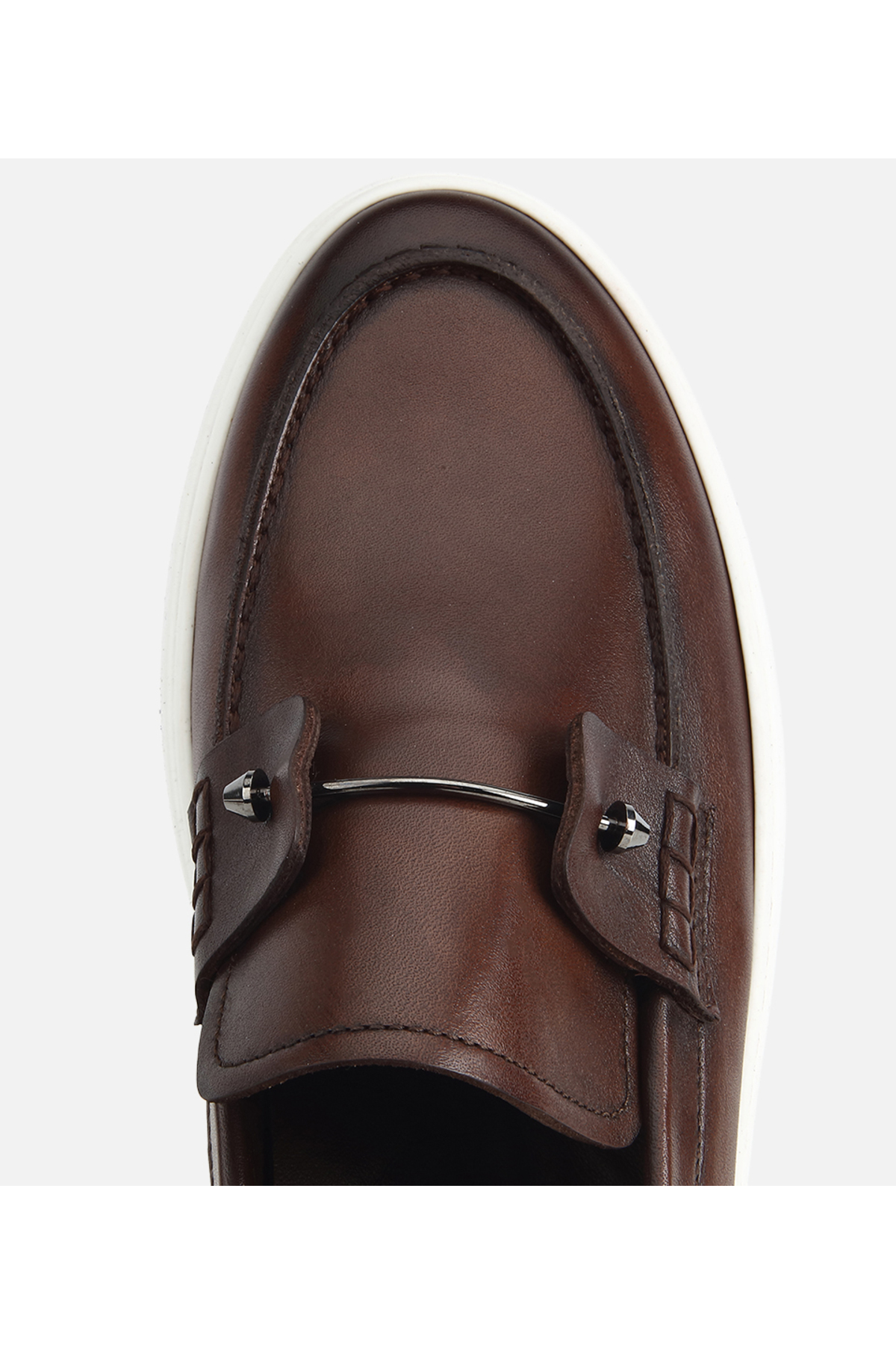 Hotiç Erkek Deri Kahverengi Metal Detaylı Günlük Loafer görsel 5