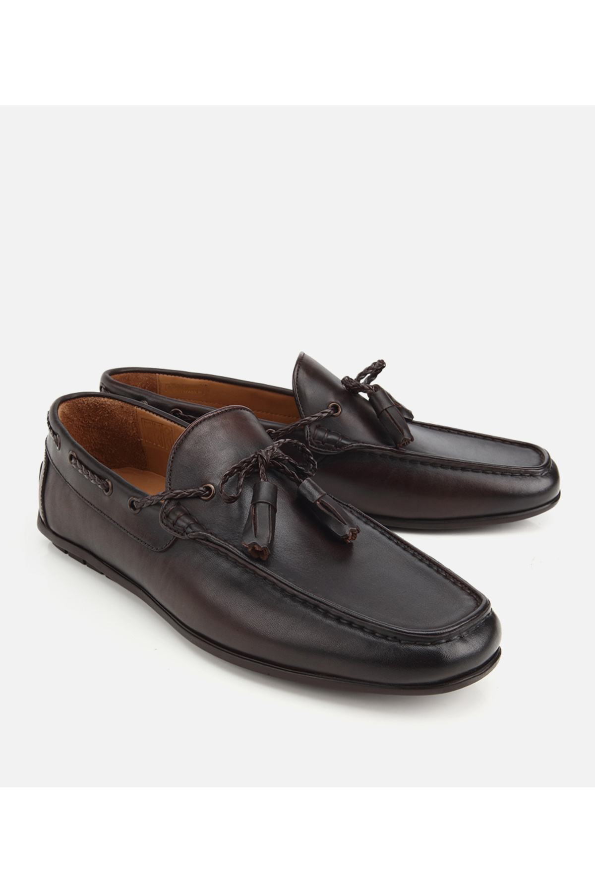 Hotiç Erkek Deri Kahverengi Püskül Dikiş Detaylı Klasik Loafer görsel 2