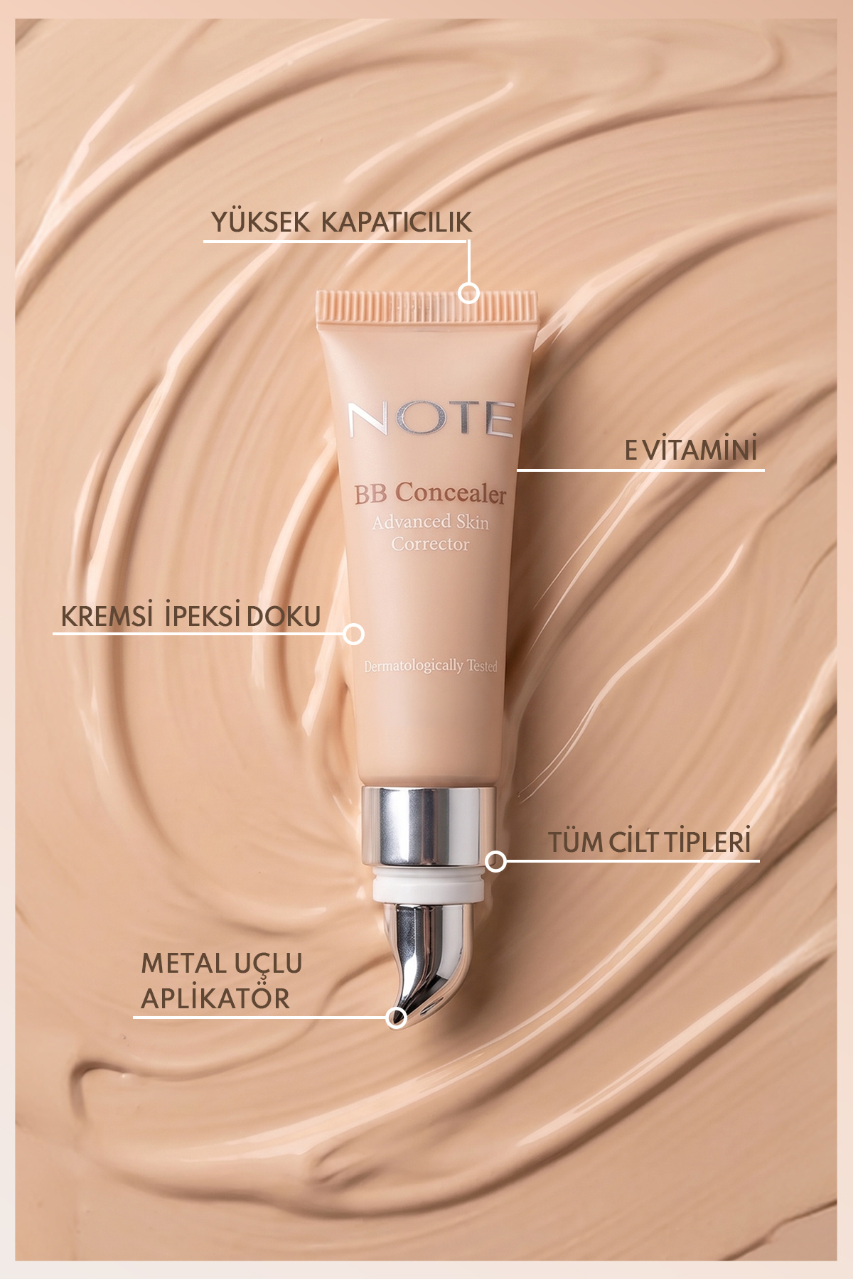 Bb Concealer Spf 15 Yoğun Kapatıcı Metal Başlıklı Göz Altı Kapatıcısı - 02 Orta Açık — بژ CNCL BB — تصویر 2 از 7