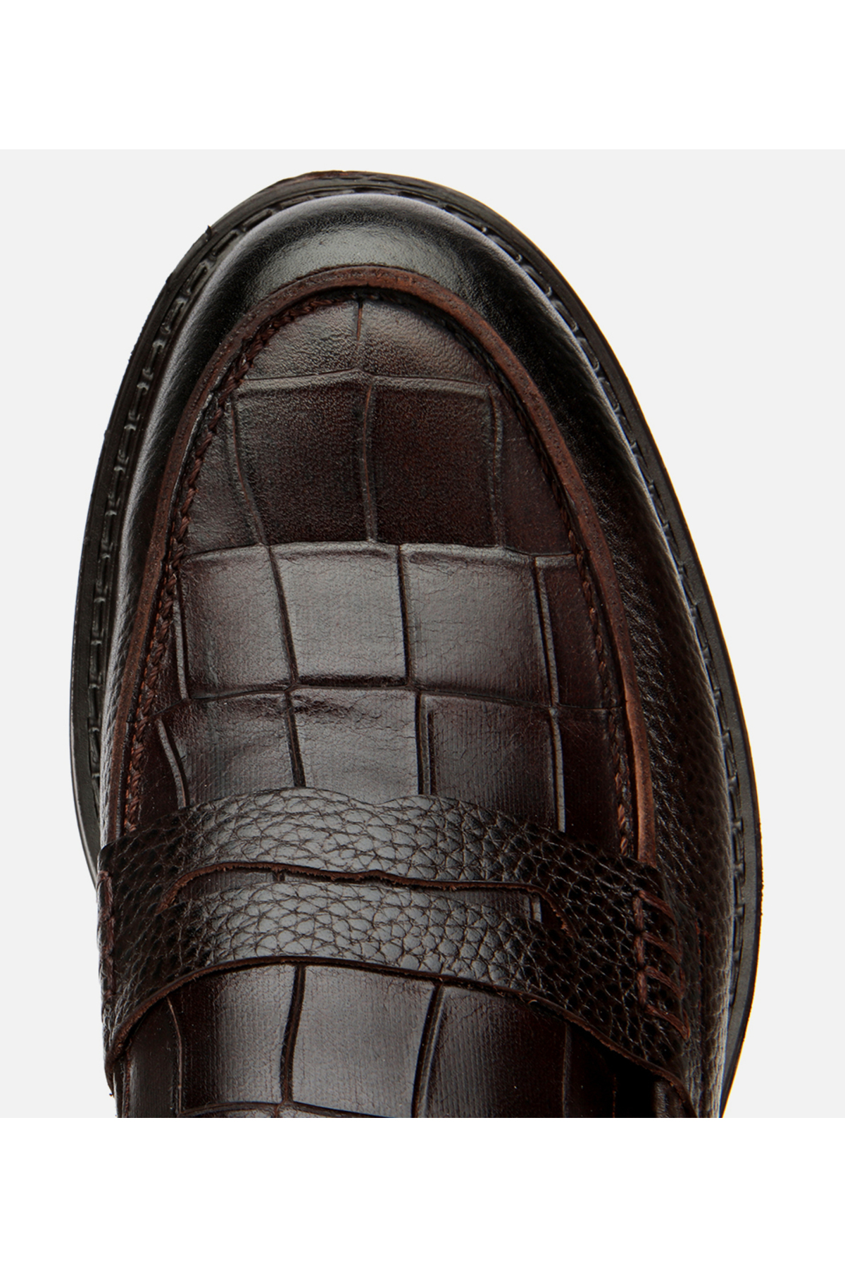 Hotiç Erkek Deri Kahverengi Kroko Detaylı Klasik Loafer görsel 5
