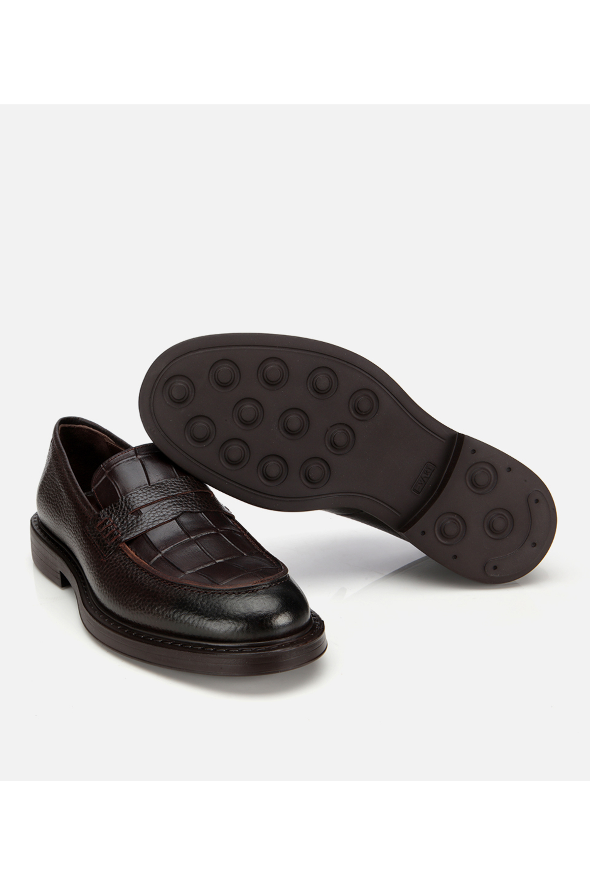 Hotiç Erkek Deri Kahverengi Kroko Detaylı Klasik Loafer görsel 6