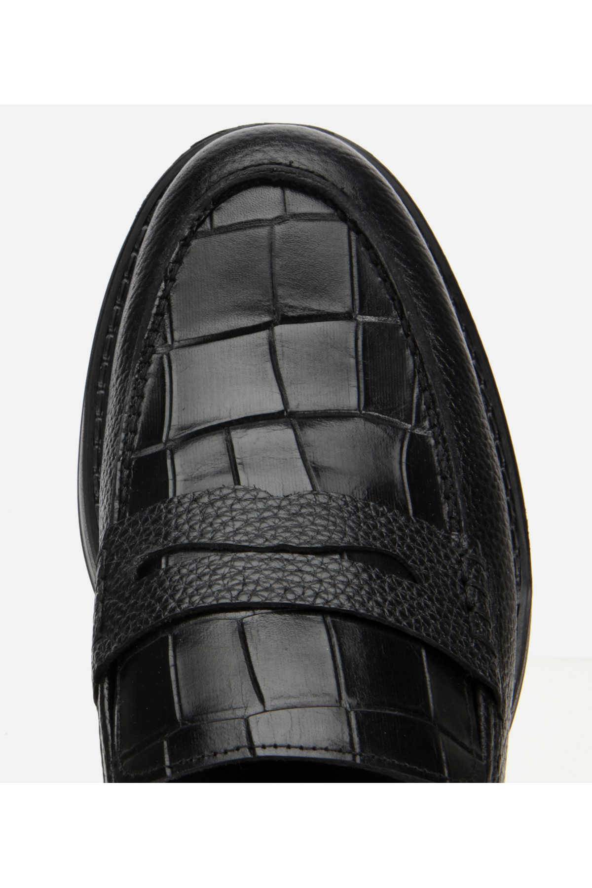 Hotiç Erkek Deri Siyah Kroko Detaylı Klasik Loafer görsel 5