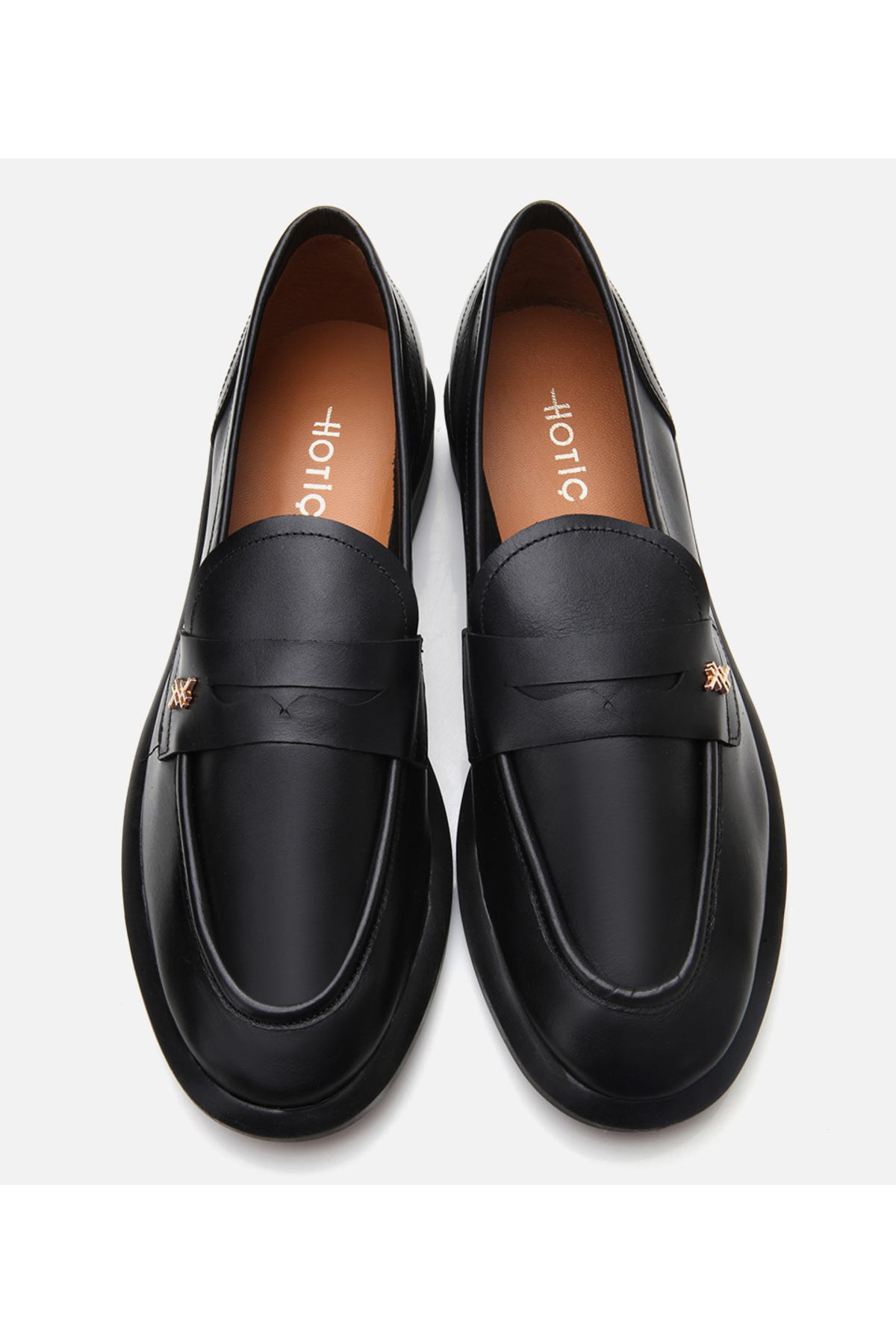 Hotiç Kadın Deri Siyah Esnek Tabanlı Klasik Loafer görsel 5