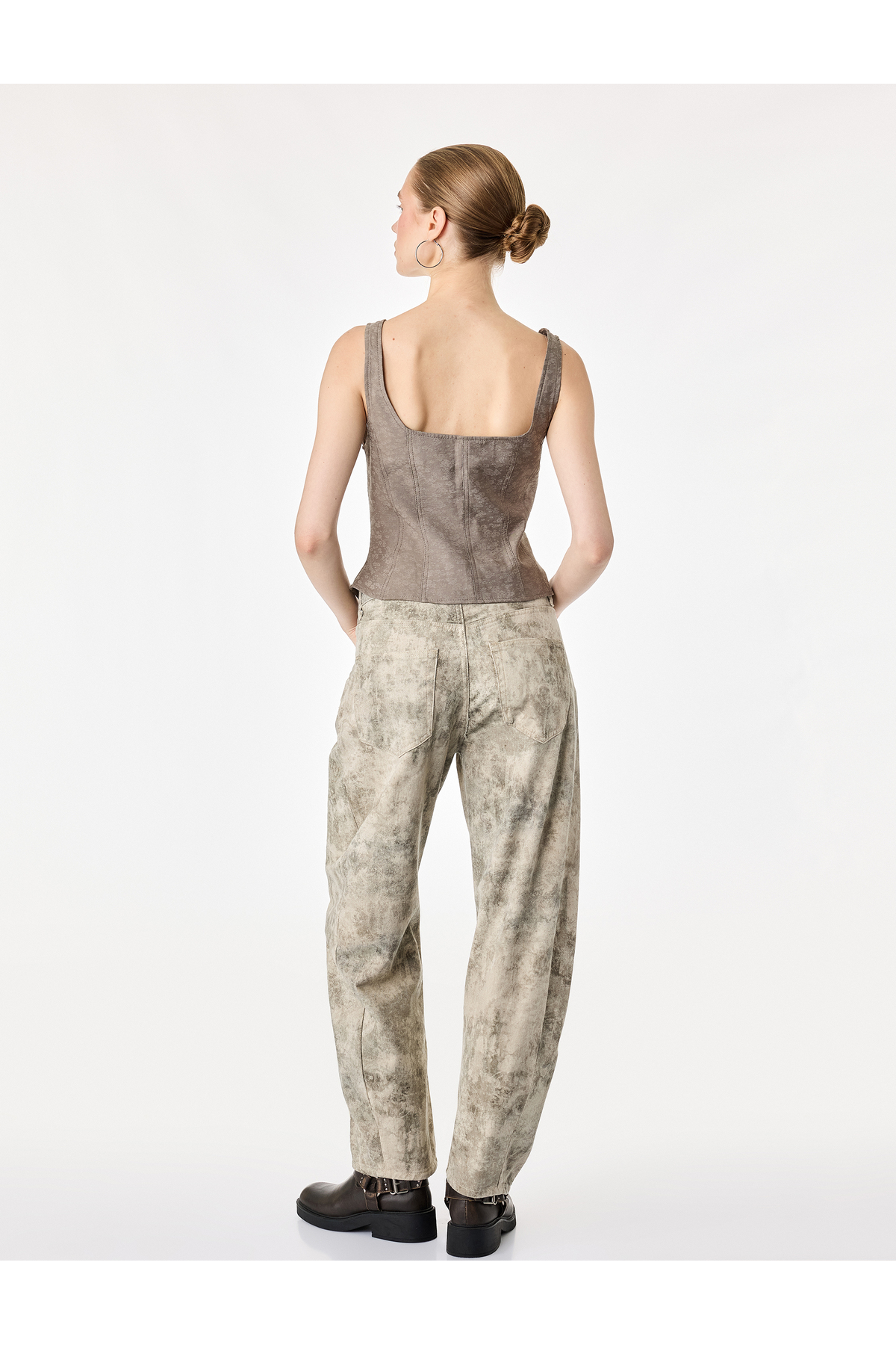 Koton Modal Kumaş Slim Fit Bağlama Detaylı U Yaka Kolsuz Crop Korse Büstiyer görsel 4