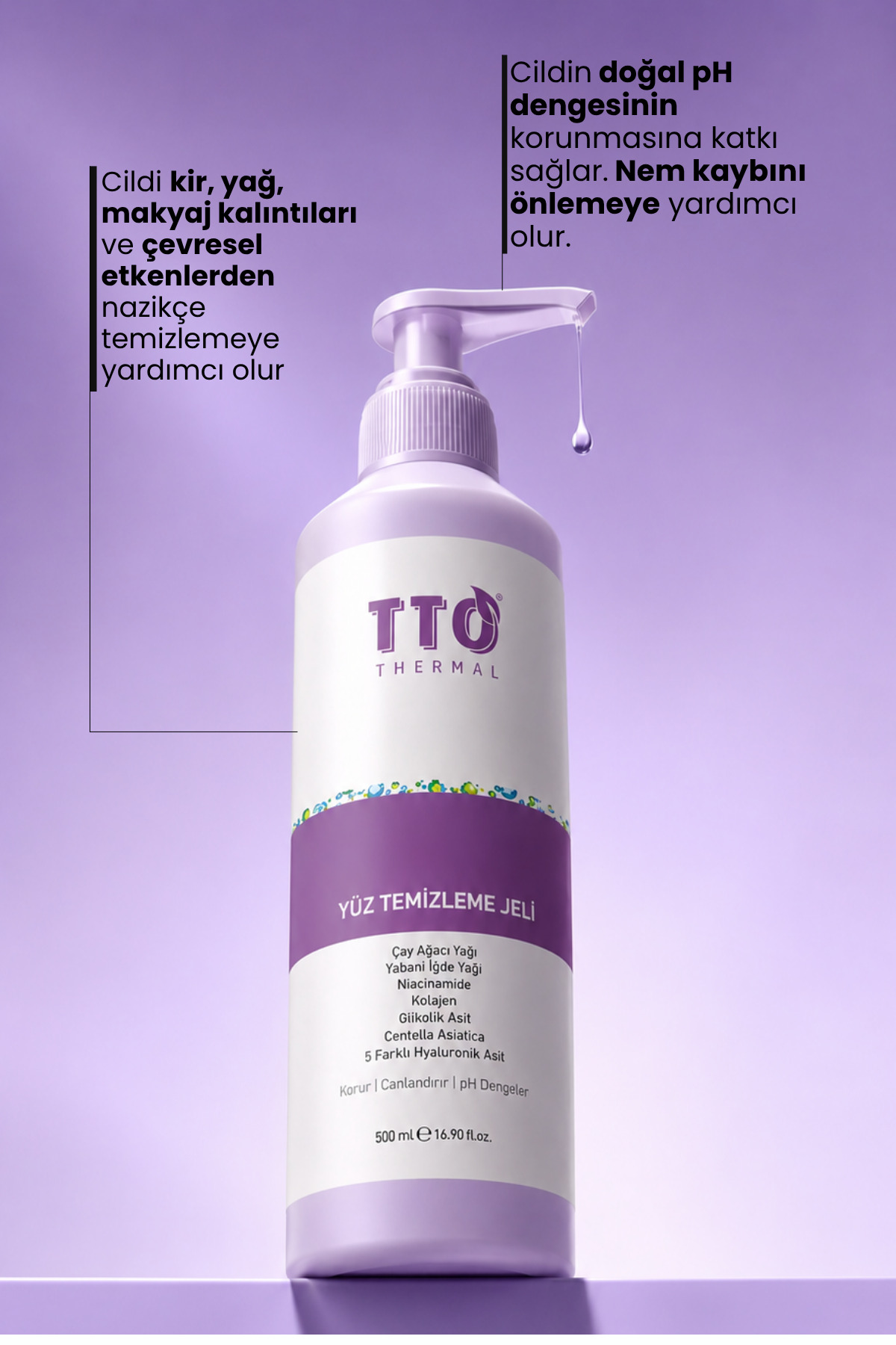Yüz Temizleme Jeli 500 ml Normal Akneli Rozalı Ciltler İçin Arındırıcı — phst01 — تصویر 4 از 9