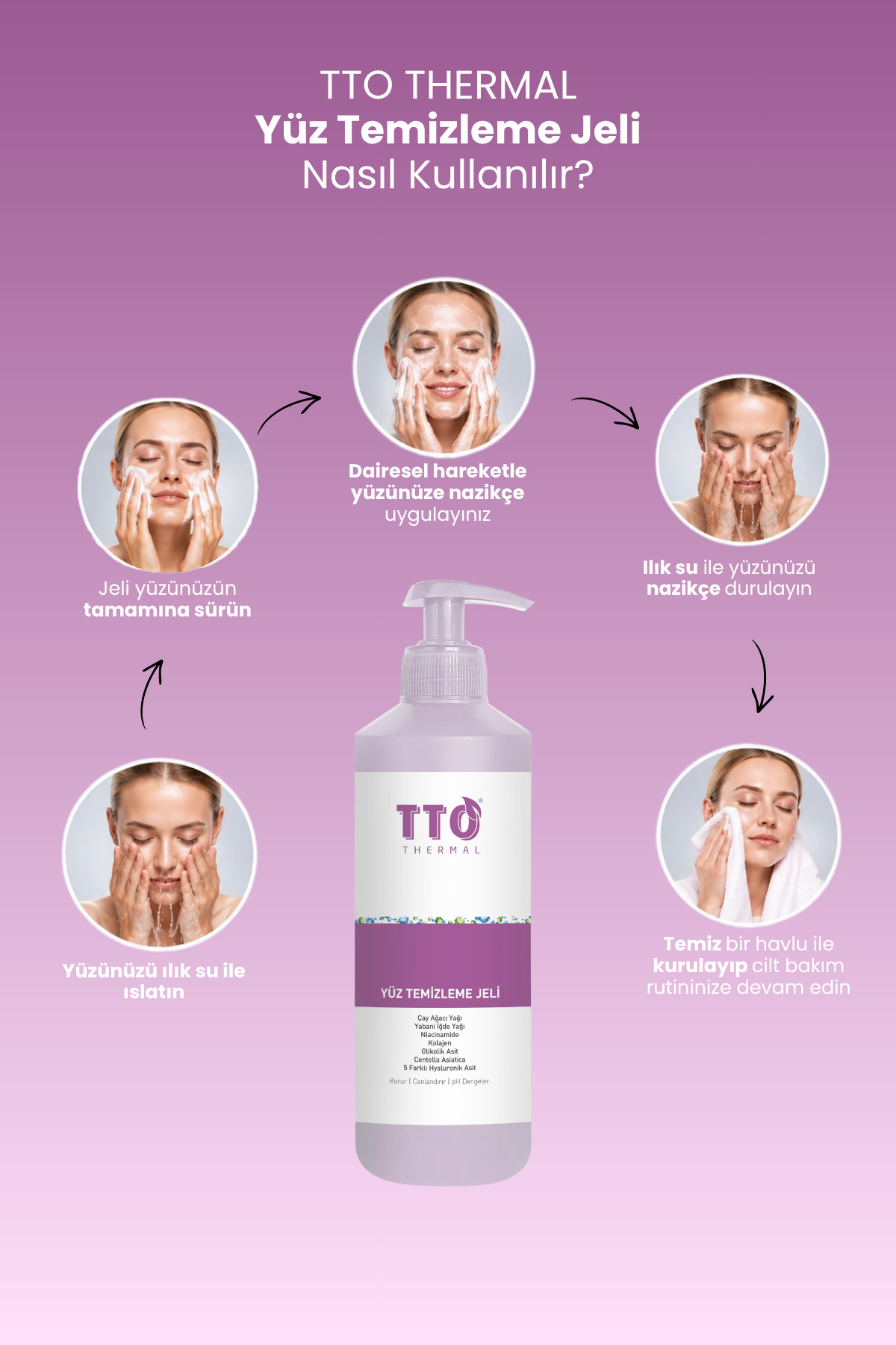 Yüz Temizleme Jeli 500 ml Normal Akneli Rozalı Ciltler İçin Arındırıcı — phst01 — تصویر 8 از 9