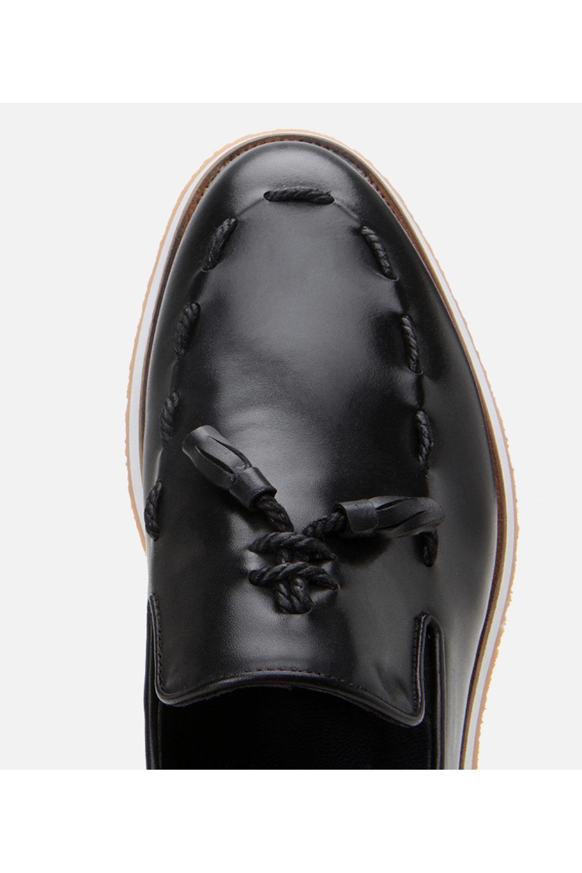 Hotiç Erkek Deri Siyah Püskül Detaylı Klasik Loafer görsel 4