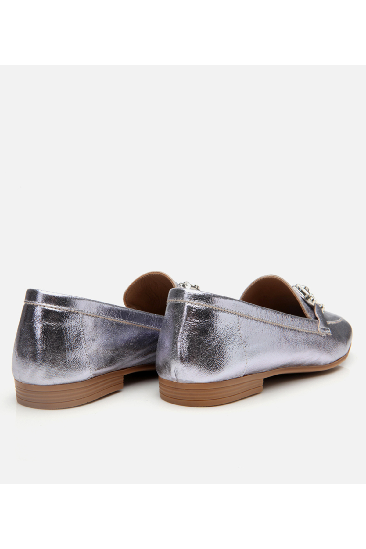 Hotiç Kadın Deri Lame Tokalı Şık Klasik Loafer görsel 6