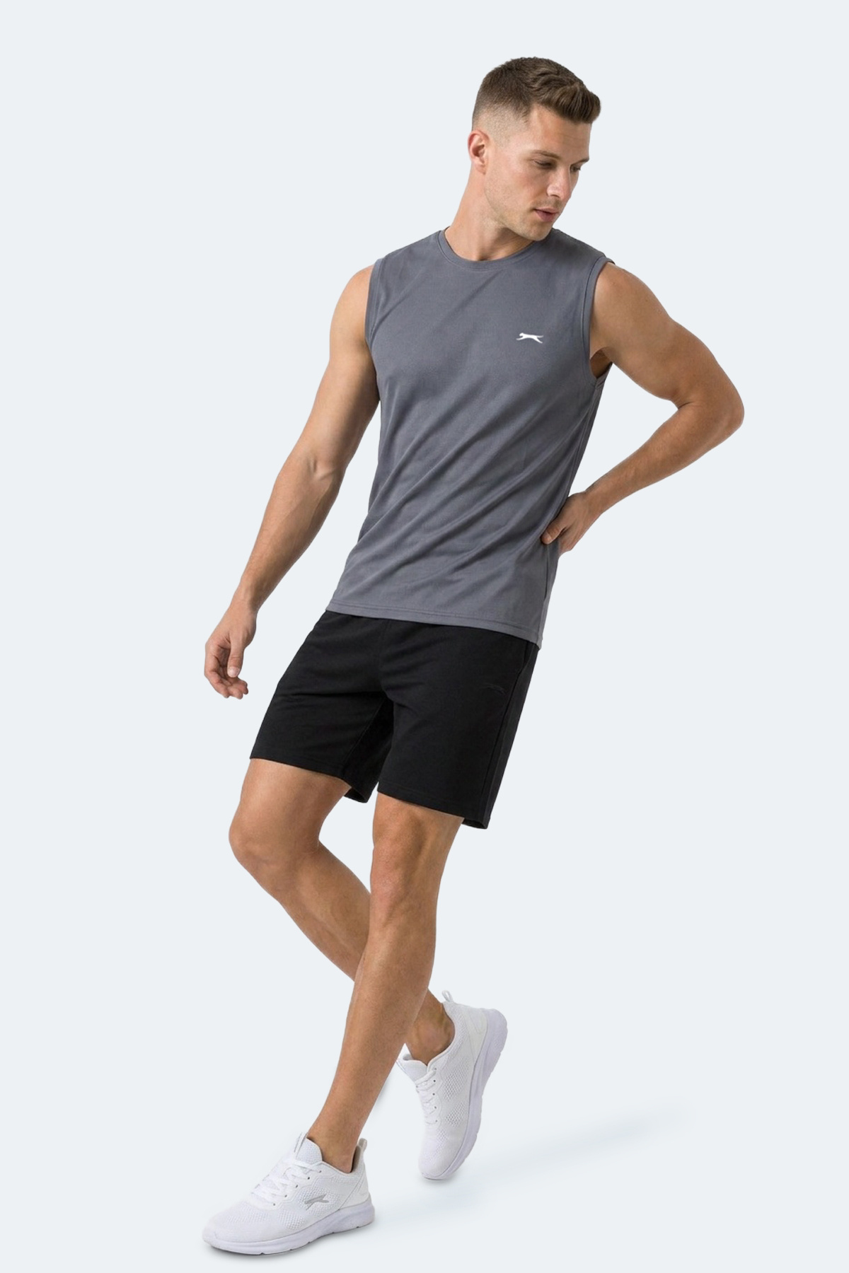 Slazenger HAZZAR I Erkek Kolsuz Koyu Gri Tişört görsel 8