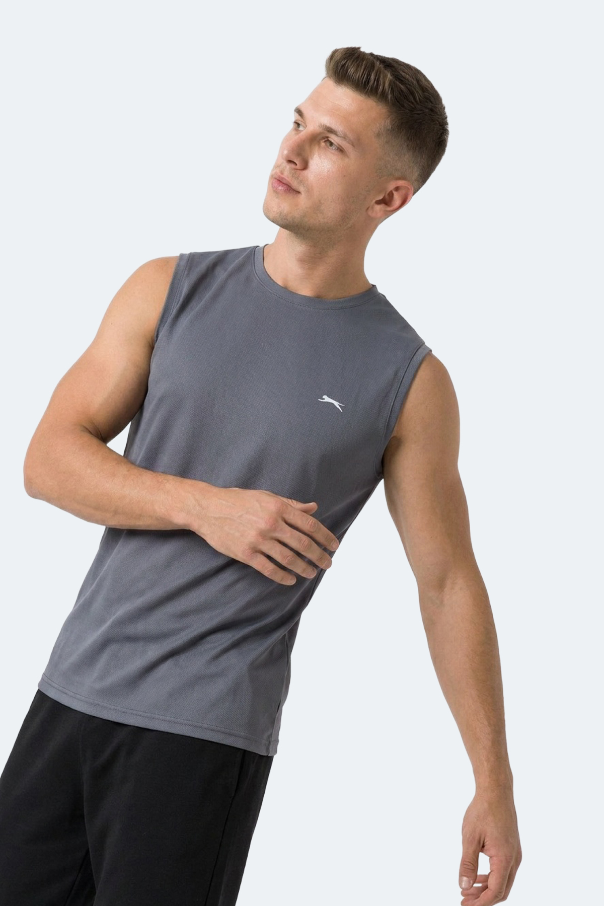 Slazenger HAZZAR I Erkek Kolsuz Koyu Gri Tişört görsel 7
