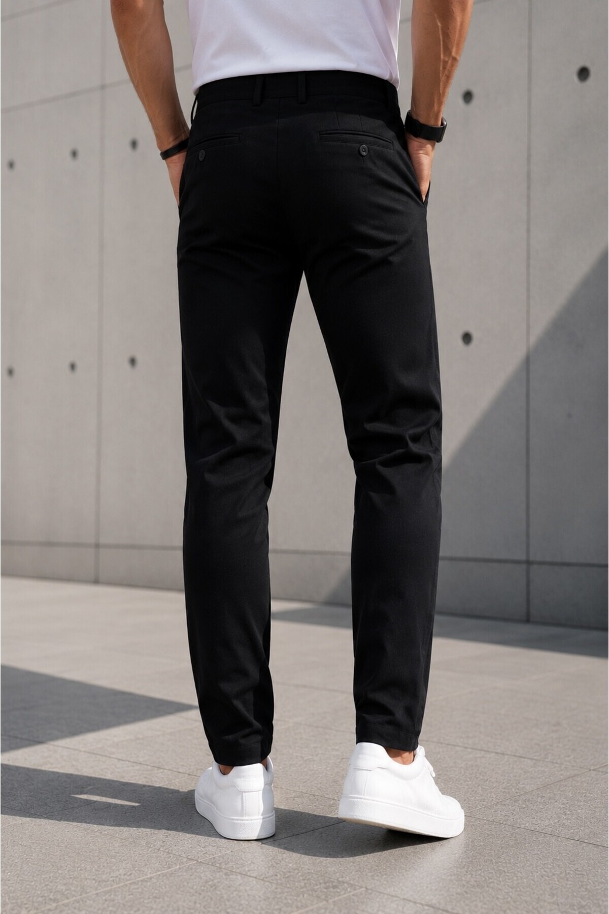 Gussi Erkek Siyah Renk Kaliteli Esnek Likralı Slim Fit Kumaş Pantolon görsel 5