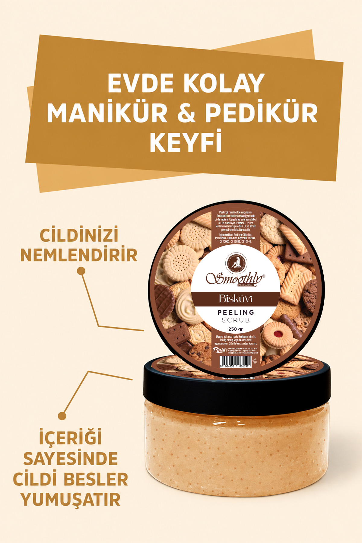 Smoothly Bisküvi Aromalı Canlandırıcı & Yumuşatıcı El Ayak Ve Vücut Bakım Peelingi 200gr — BİSKÜVİPEELİNG200GR