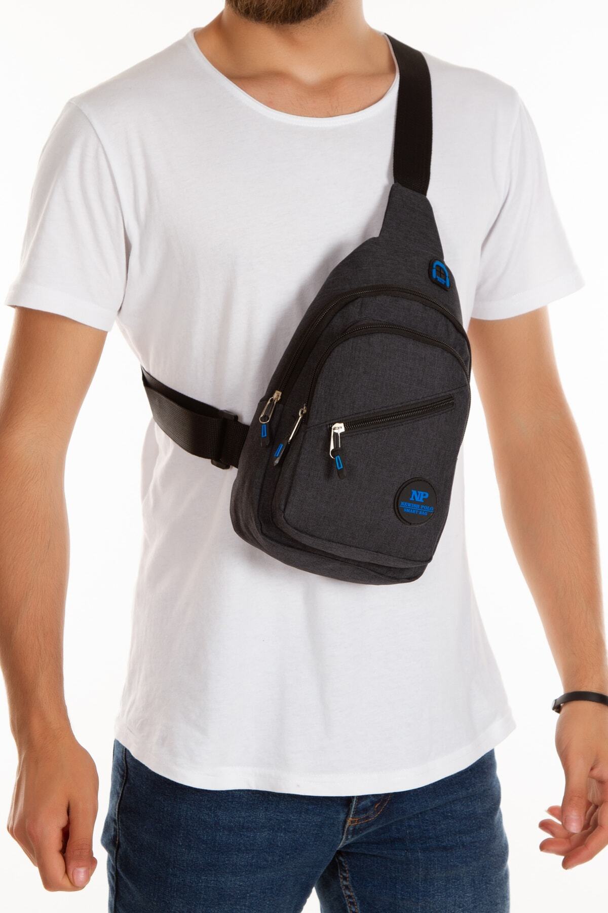 NEWISH POLO ACCESSORIES Newish Polo Unisex Su Geçirmez Çapraz Askılı Bel Omuz Göğüs Ve Spor Çanta Günlük Bodybag Tek Kol görsel 3