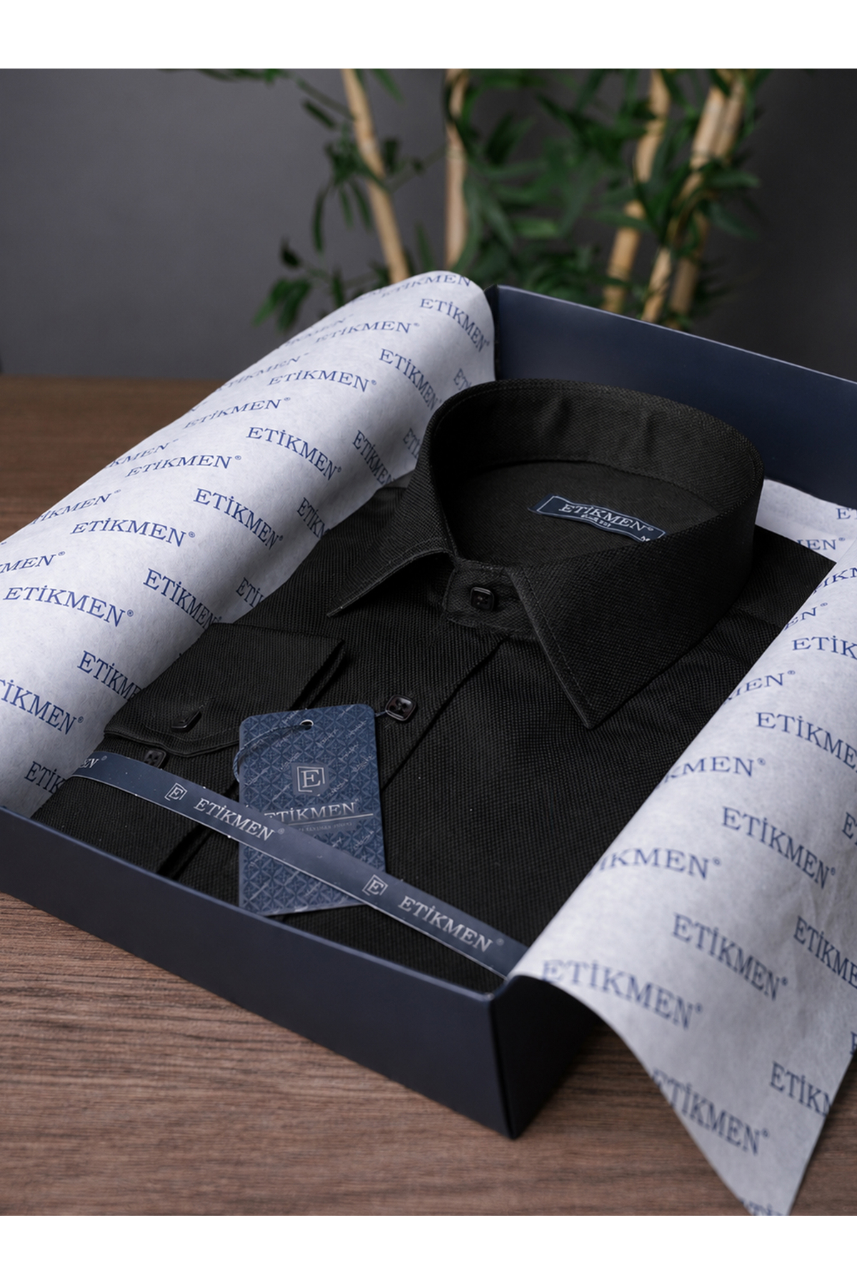 پیراهن مردانه Slimfit دکمه دار مشکی — مشکی 0466 — تصویر 4 از 6