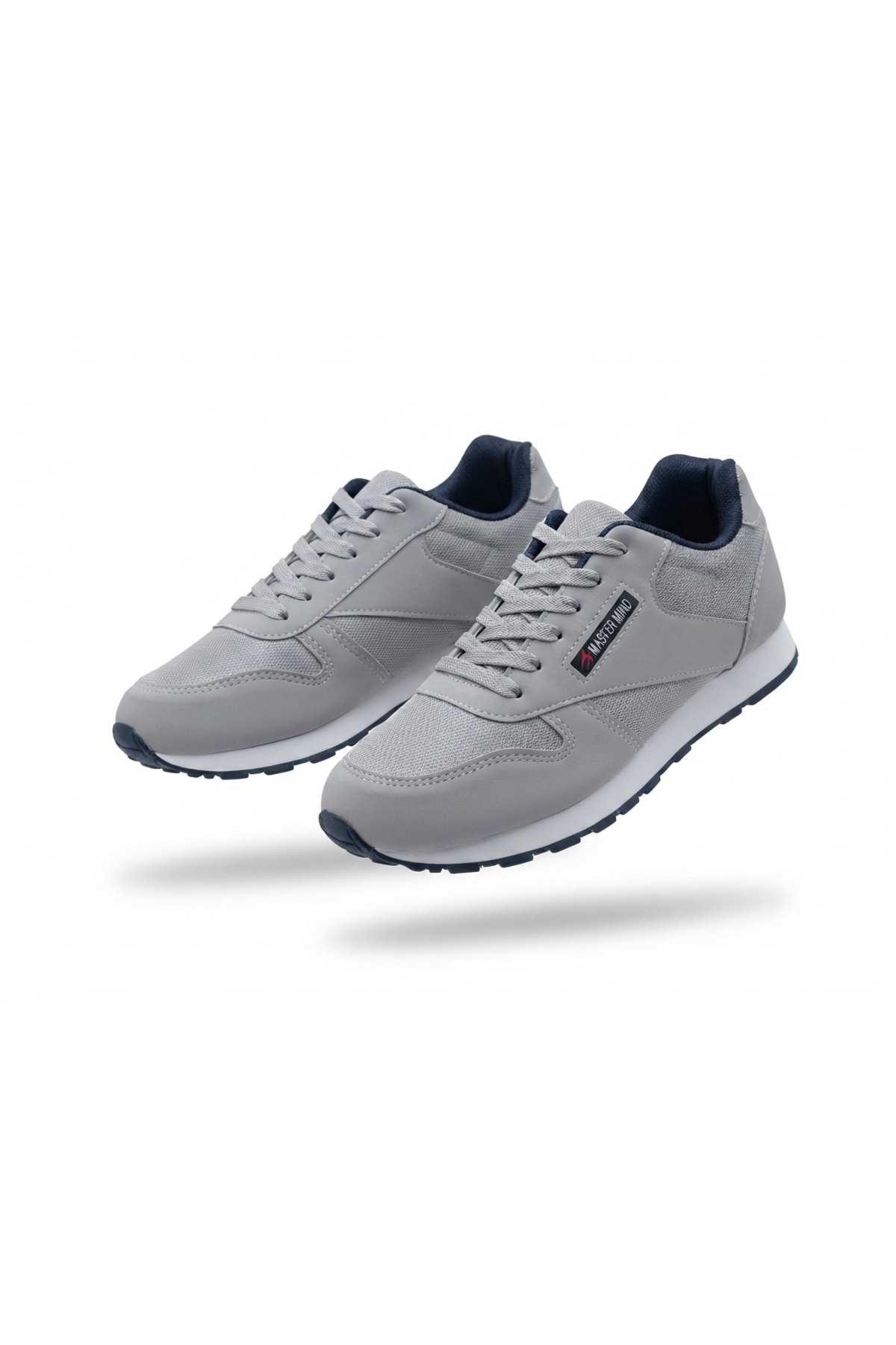 WEBORN Erkek Gri Lacivert Ortopedik Esnek Bağcıklı Hava Alan Rahat Yumuşak Taban Sneaker Spor Ayakkabı