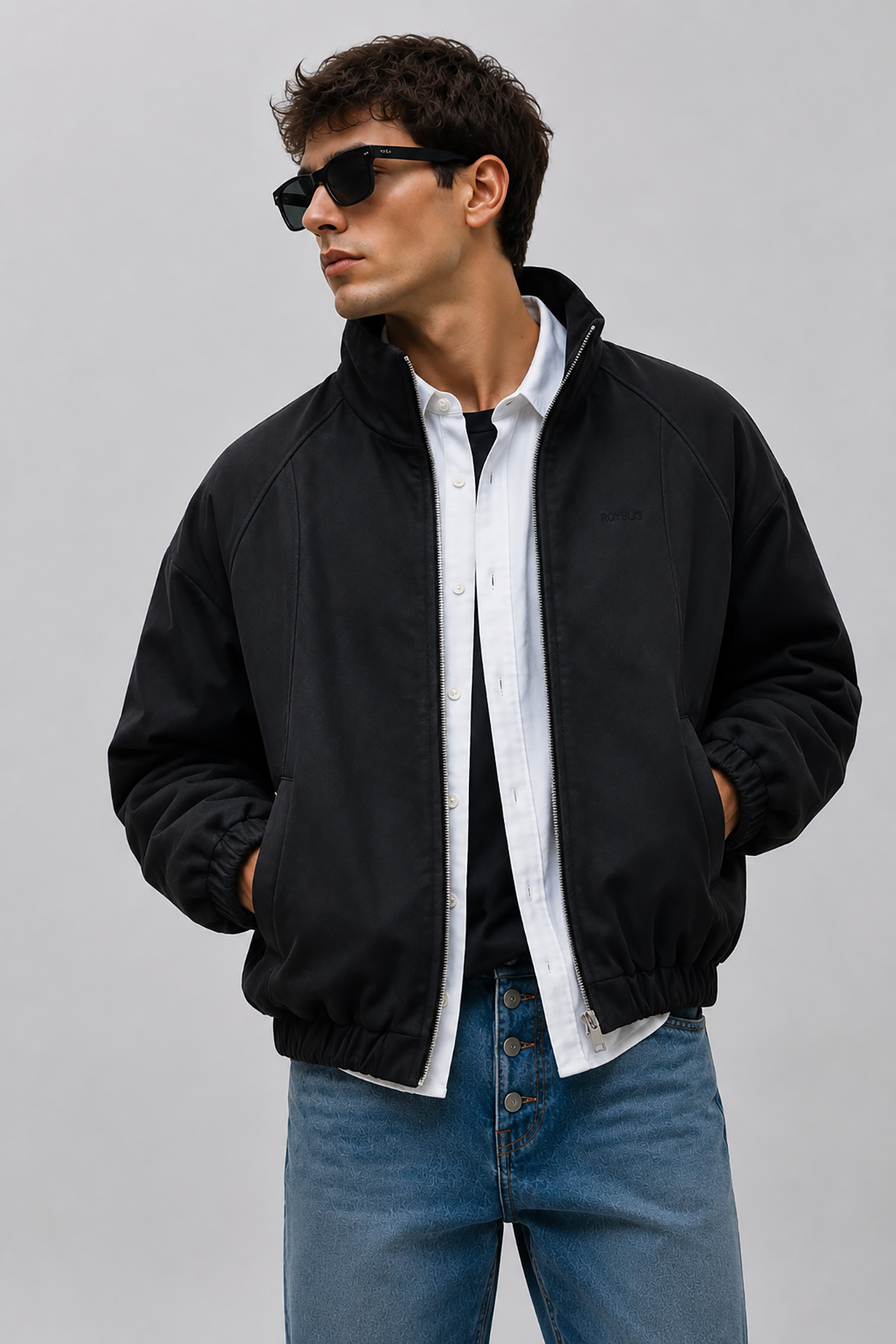 Montivo NEW NOW Erkek Siyah BSK Model Viral Oversize Bomber Ceket görsel 3