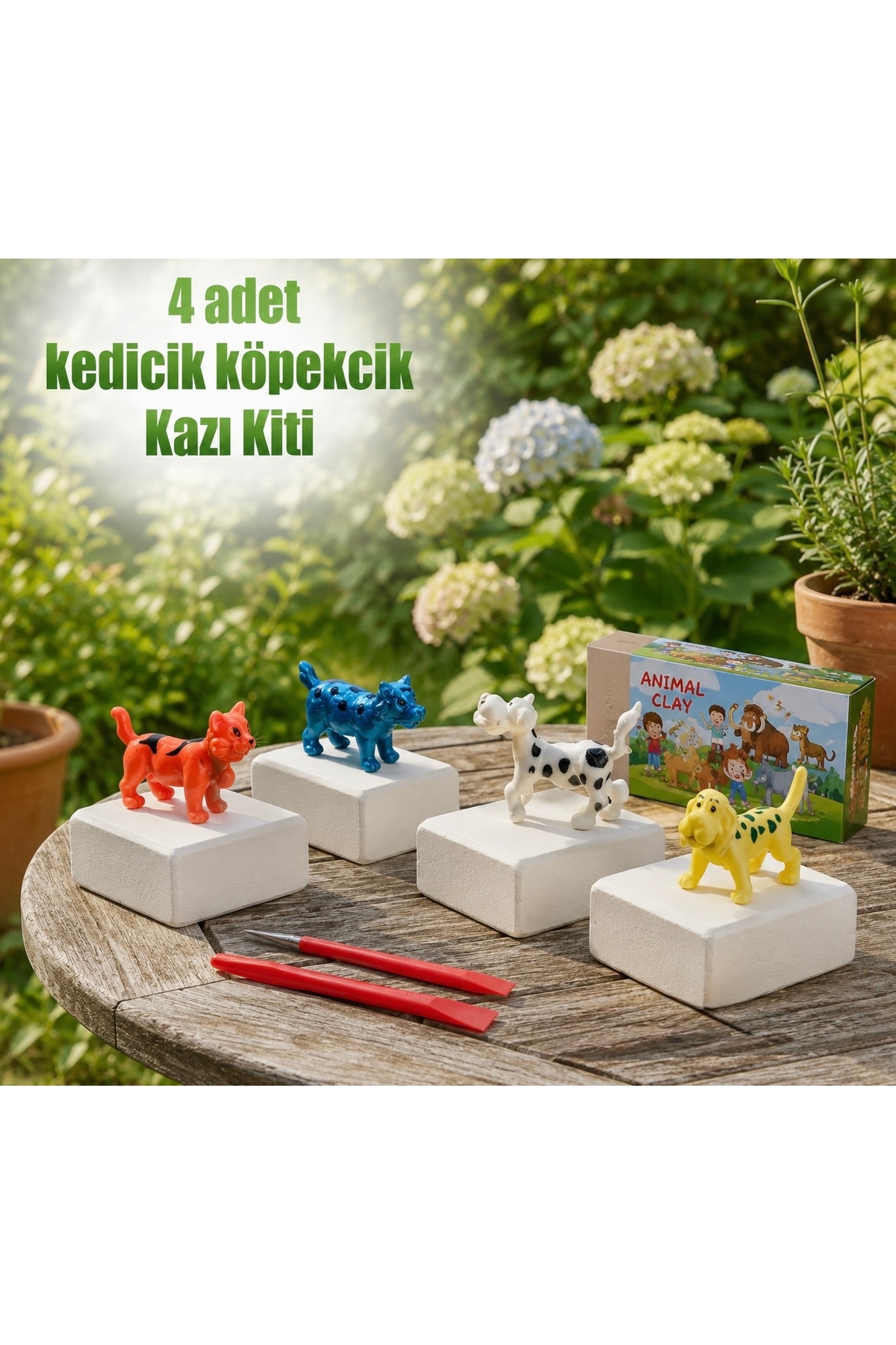 AZİZ OYUNCAK 🐕🐈 4 Adet Kedi Köpek Kazı Oyuncağı, Eğitici Keşif
