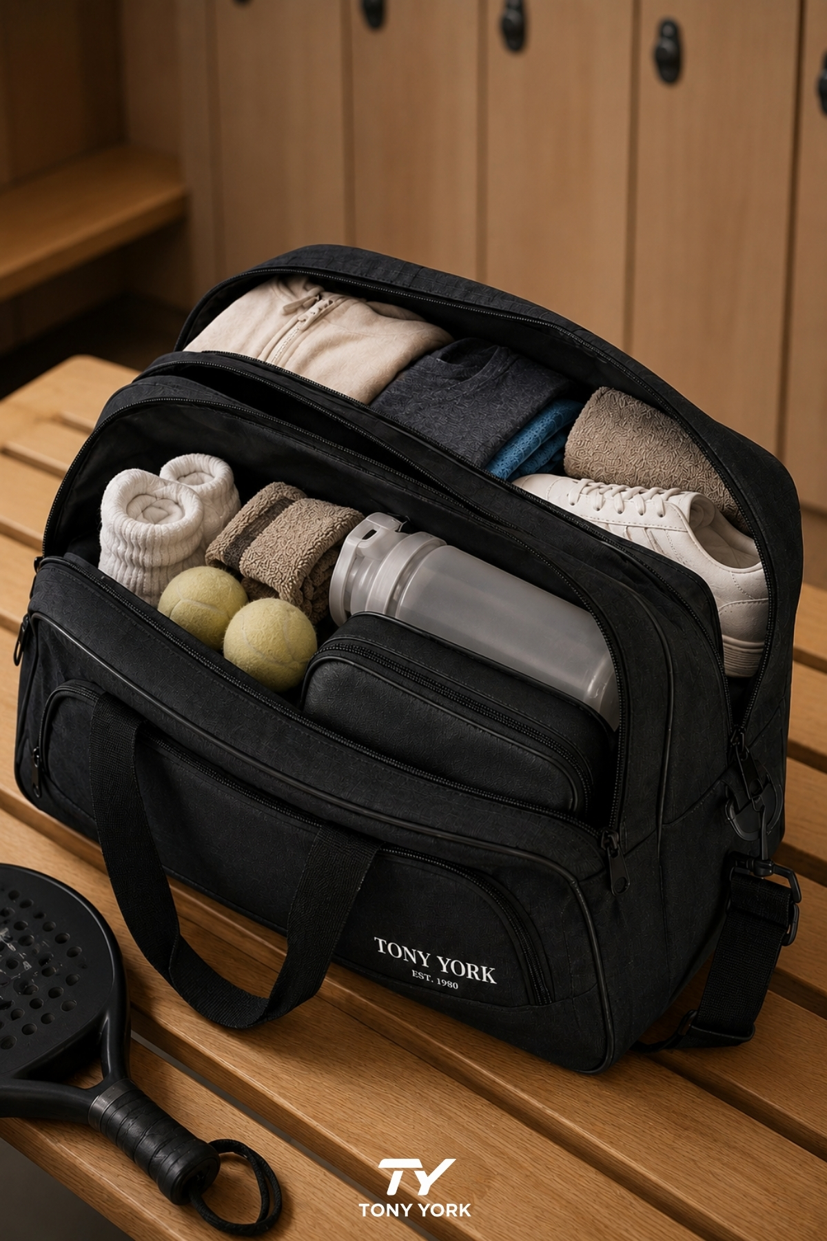 Tony York Orijinal Unisex Geniş Hacimli 3 Gözlü Ayarlanabilir Omuz Askılı Konfor Modeli Suya Dayanıklı Çok Bölmeli Gym Fitness Antrenman Hastane Kabin Boy Seyahat El ve Omuz Kullanım Büyük Boy Spor Çantası görsel 3