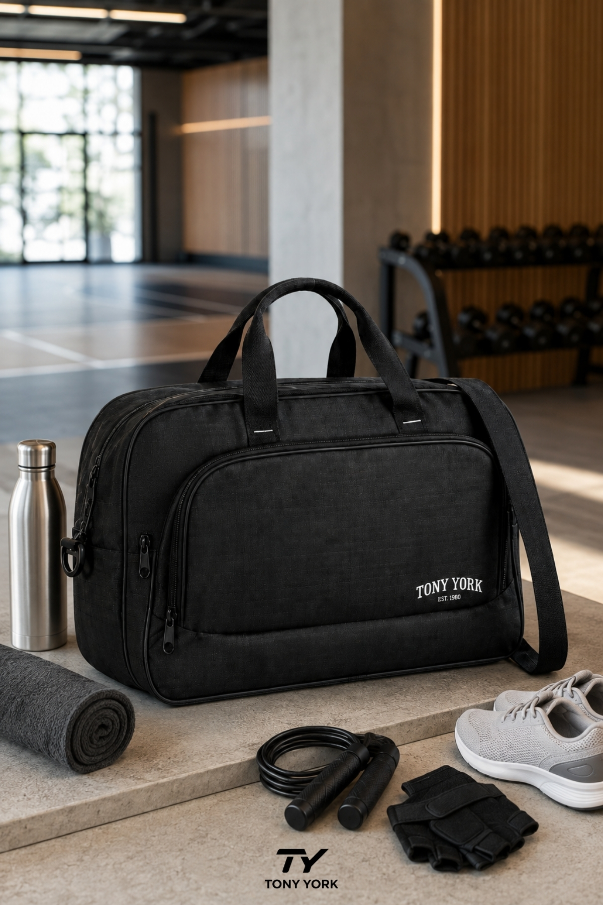 Tony York Orijinal Unisex Geniş Hacimli 3 Gözlü Ayarlanabilir Omuz Askılı Konfor Modeli Suya Dayanıklı Çok Bölmeli Gym Fitness Antrenman Hastane Kabin Boy Seyahat El ve Omuz Kullanım Büyük Boy Spor Çantası görsel 8