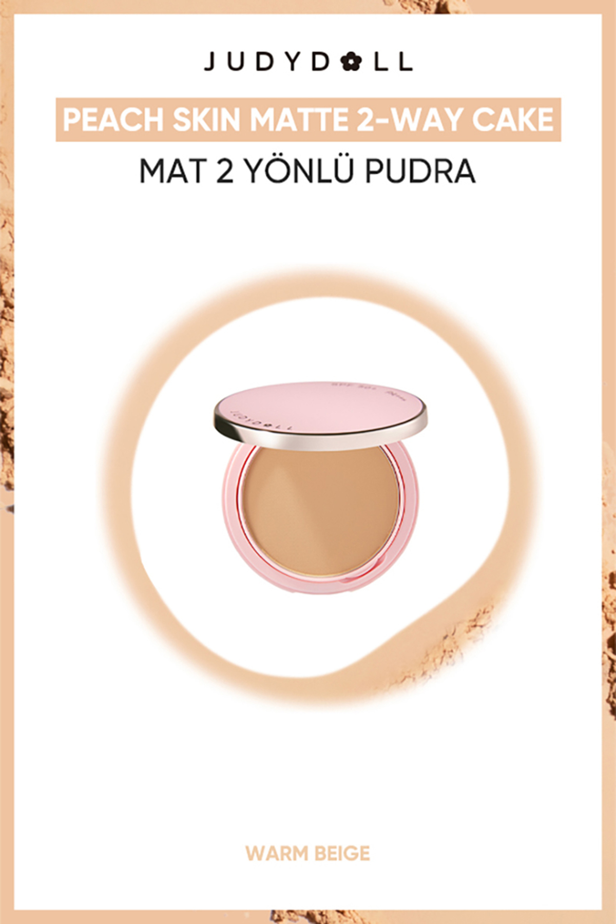 JUDYDOLL پودر مات دو طرفه کیکی هلو اسکین بژ گرم | پودر فشرده و پودر صورت — بژ AU2600076